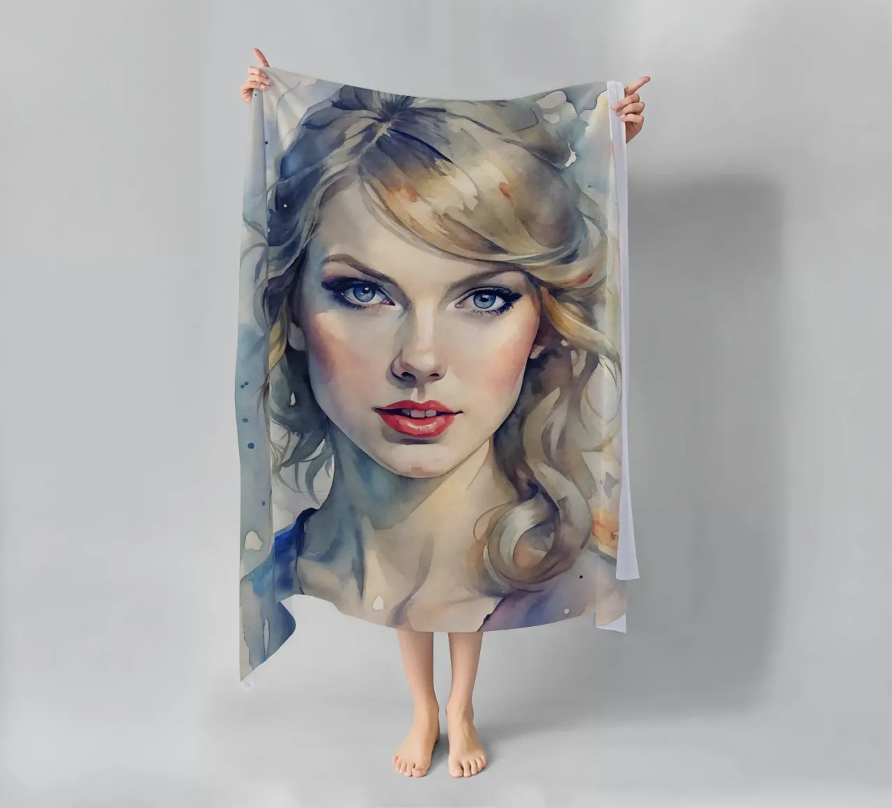 Taylor Swift in acquerello telo mare da 🎁 NOBELART