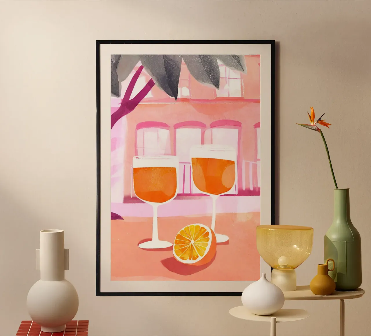 Sunny sundowner poster con telaio in alluminio da Ohkimiko