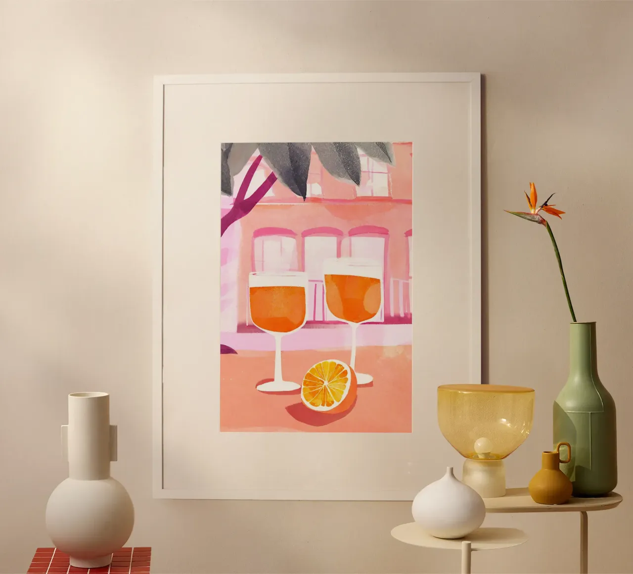 Sunny sundowner poster con telaio in alluminio da Ohkimiko