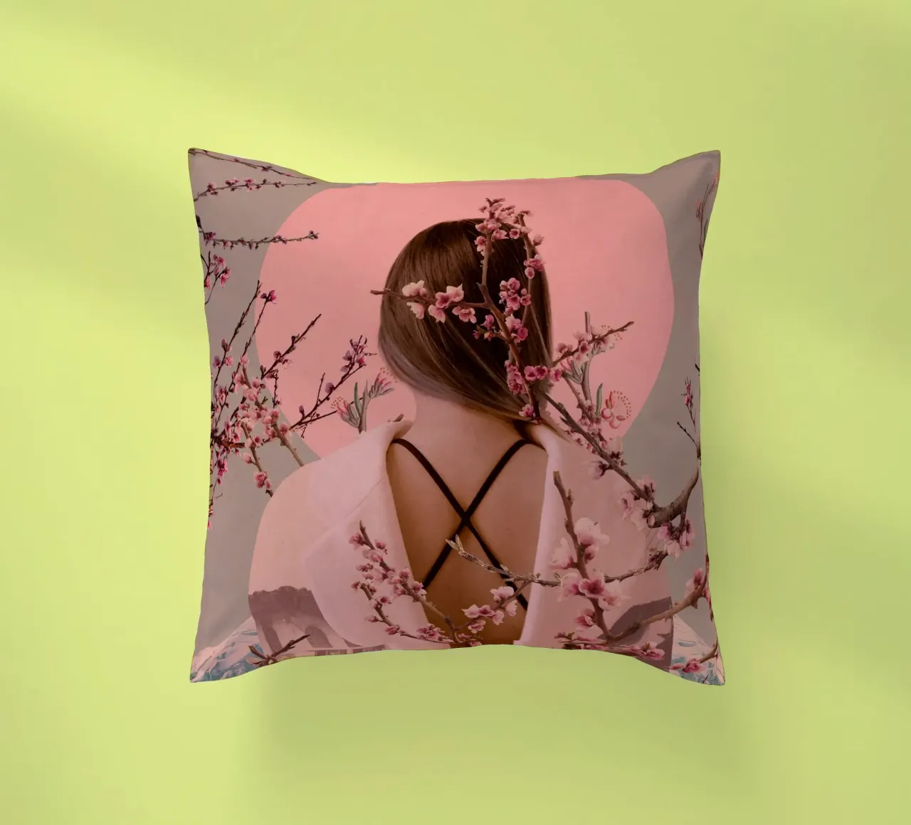 Peach Blossoms of Veria cuscino da Frank Moth