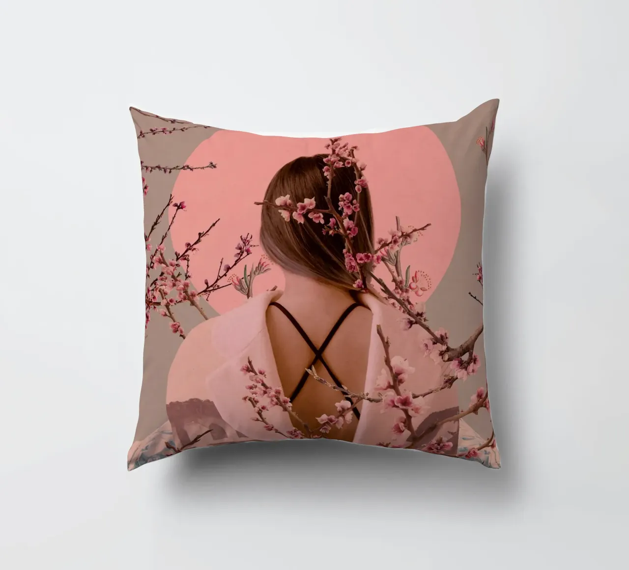 Peach Blossoms of Veria cuscino da Frank Moth