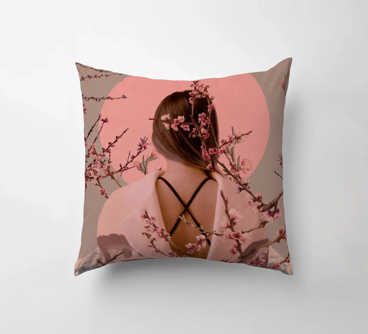 Peach Blossoms of Veria cuscino da Frank Moth