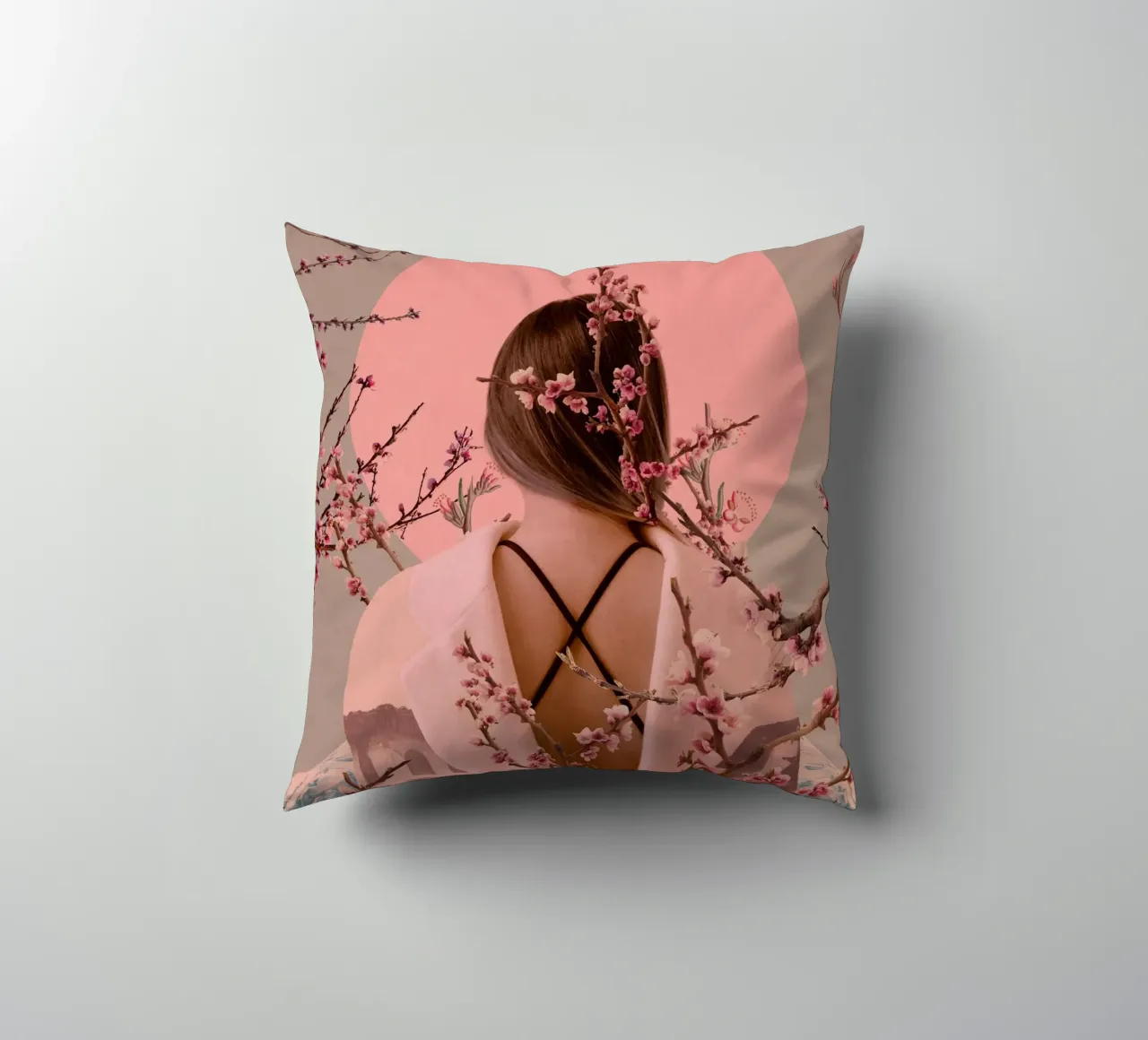 Peach Blossoms of Veria cuscino da Frank Moth