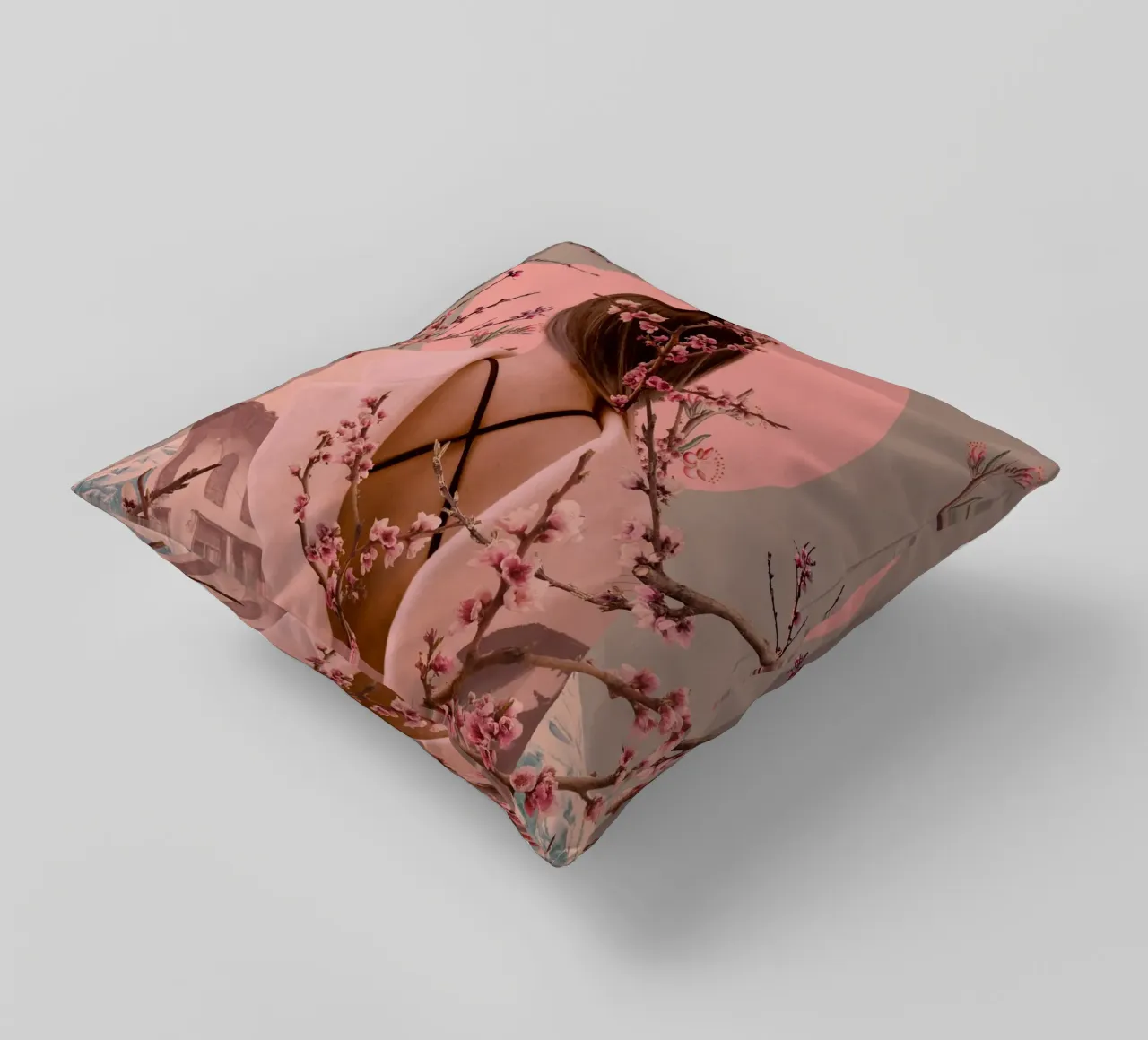 Peach Blossoms of Veria cuscino da Frank Moth