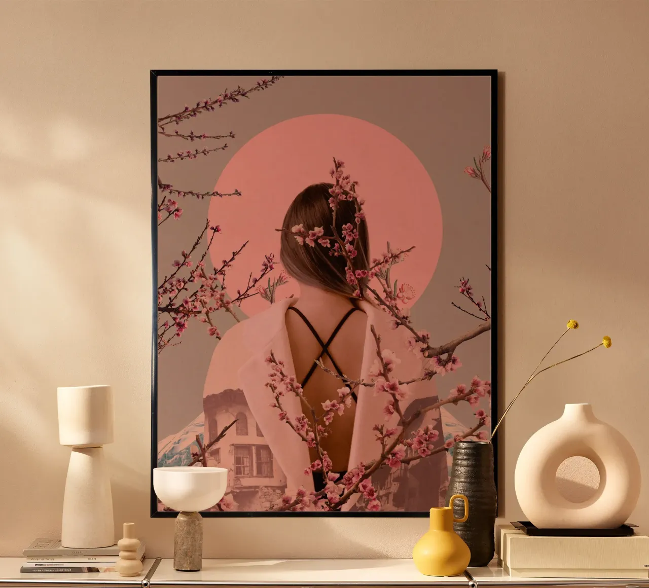 Peach Blossoms of Veria poster con telaio in plastica da Frank Moth