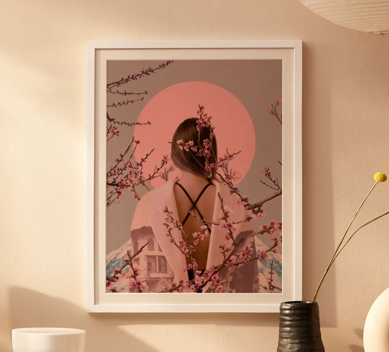Peach Blossoms of Veria poster con telaio in plastica da Frank Moth