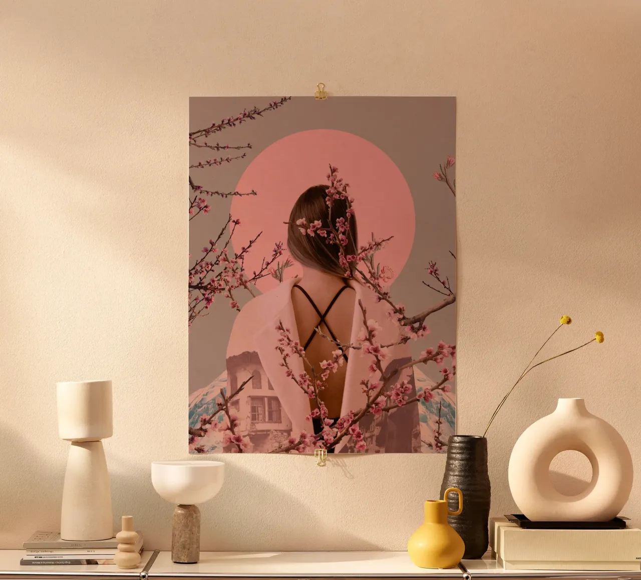 Peach Blossoms of Veria poster con telaio in plastica da Frank Moth