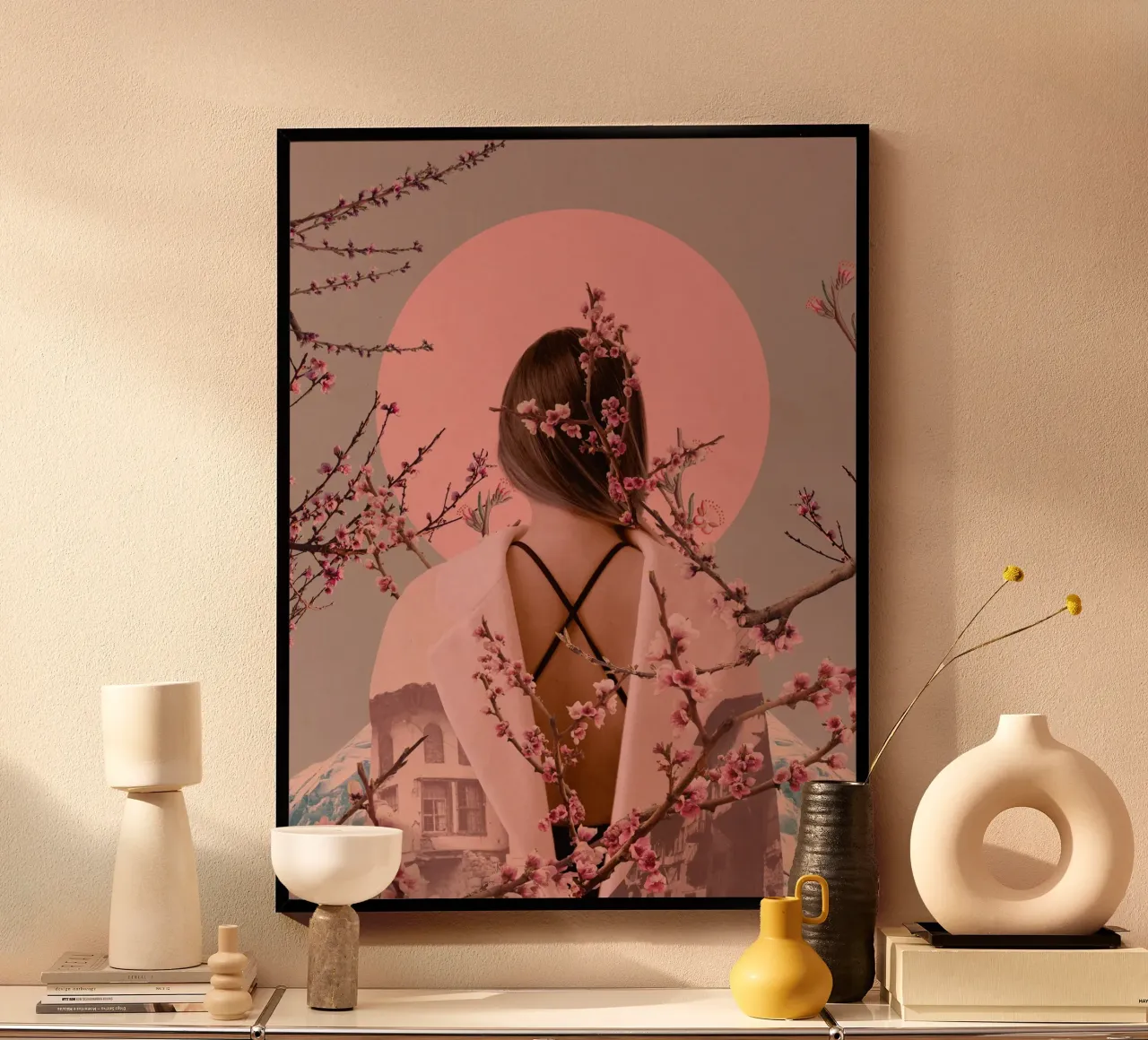 Peach Blossoms of Veria poster con telaio in plastica da Frank Moth