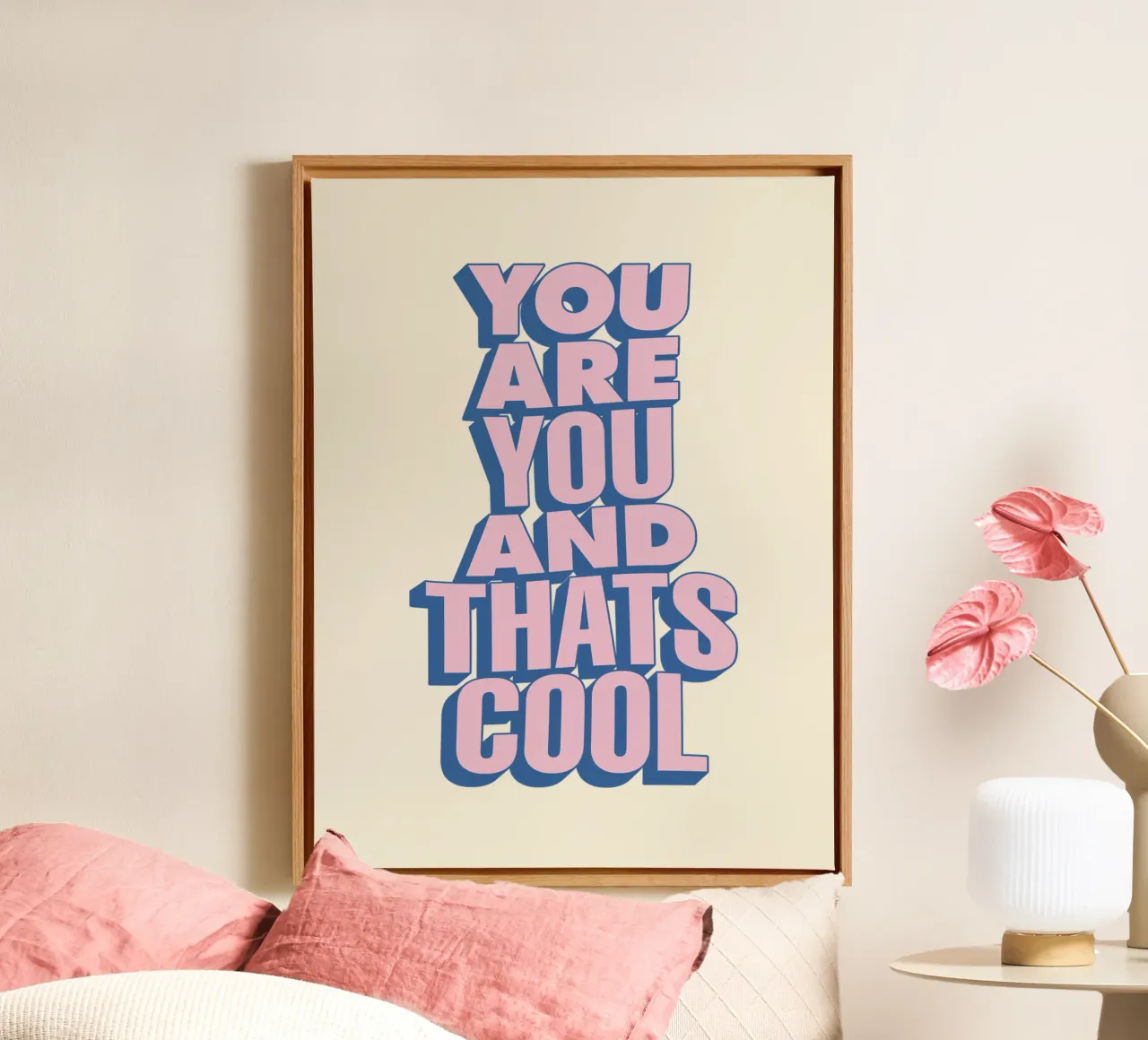 Jij bent jij en dat is cool Moderne positiviteit Zelfliefde canvas van THE MOTIVATED TYPE