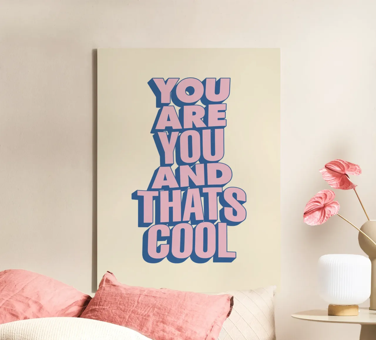 Jij bent jij en dat is cool Moderne positiviteit Zelfliefde canvas van THE MOTIVATED TYPE