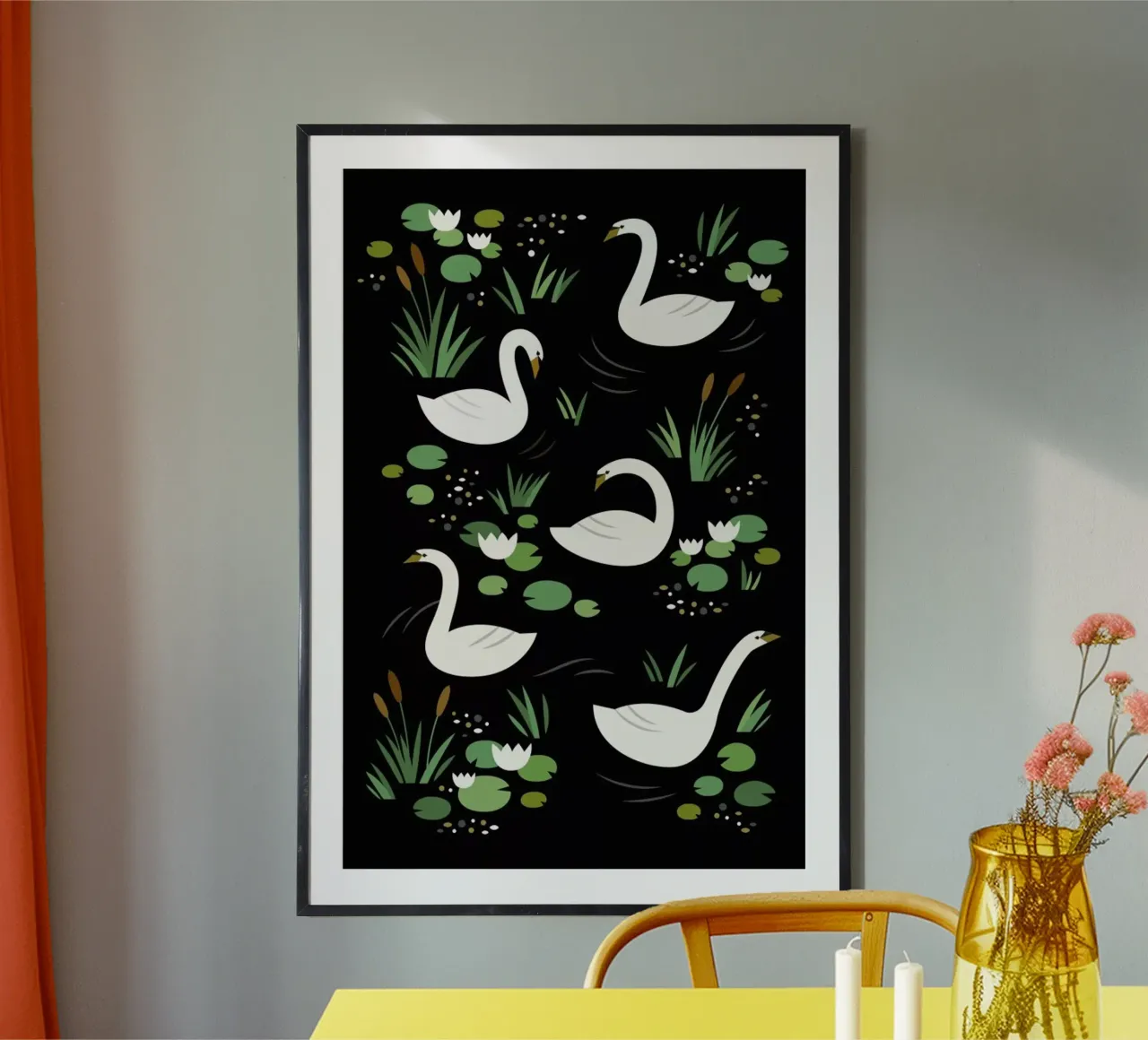 Swan Lake poster con telaio in plastica da A Nordic Girl