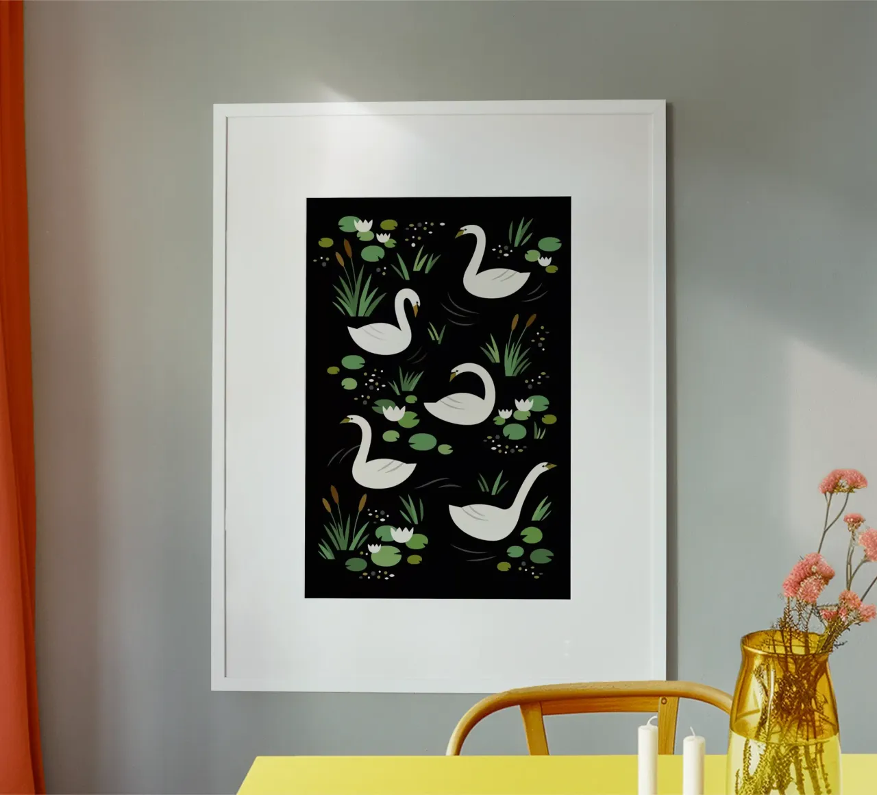 Swan Lake poster con telaio in plastica da A Nordic Girl