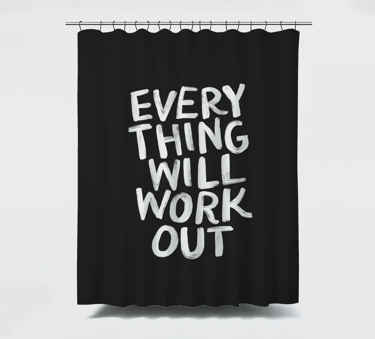 Tutto si risolverà in una positiva tipografia minimalista tenda da doccia da THE MOTIVATED TYPE