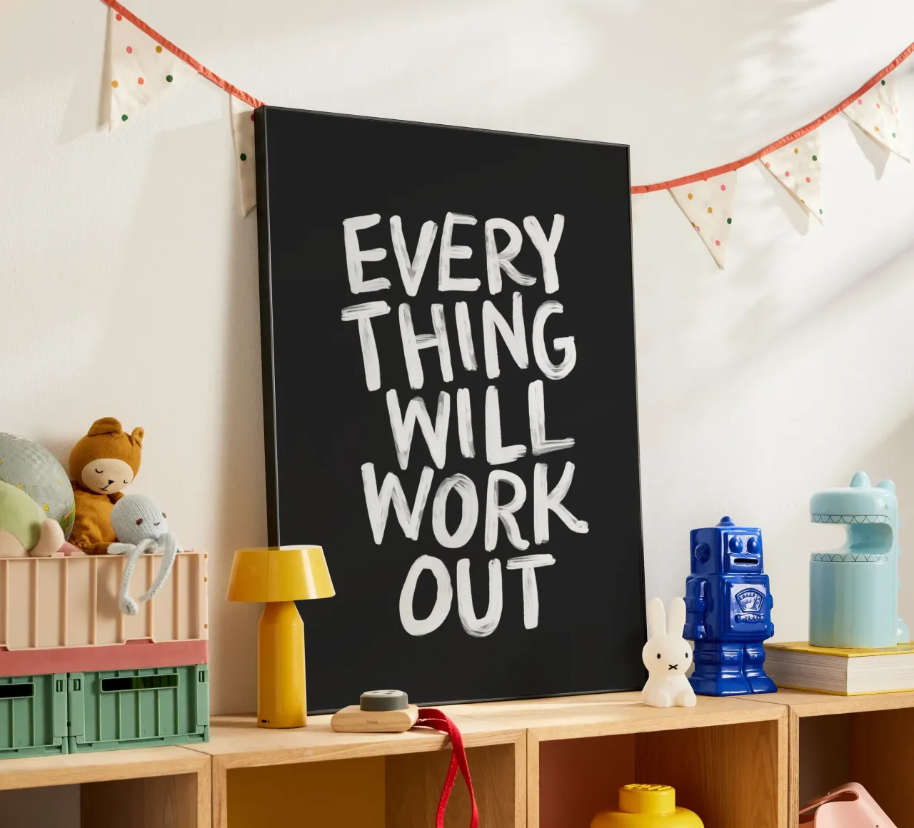 Tutto si risolverà in una positiva tipografia minimalista alluminio dibond da THE MOTIVATED TYPE