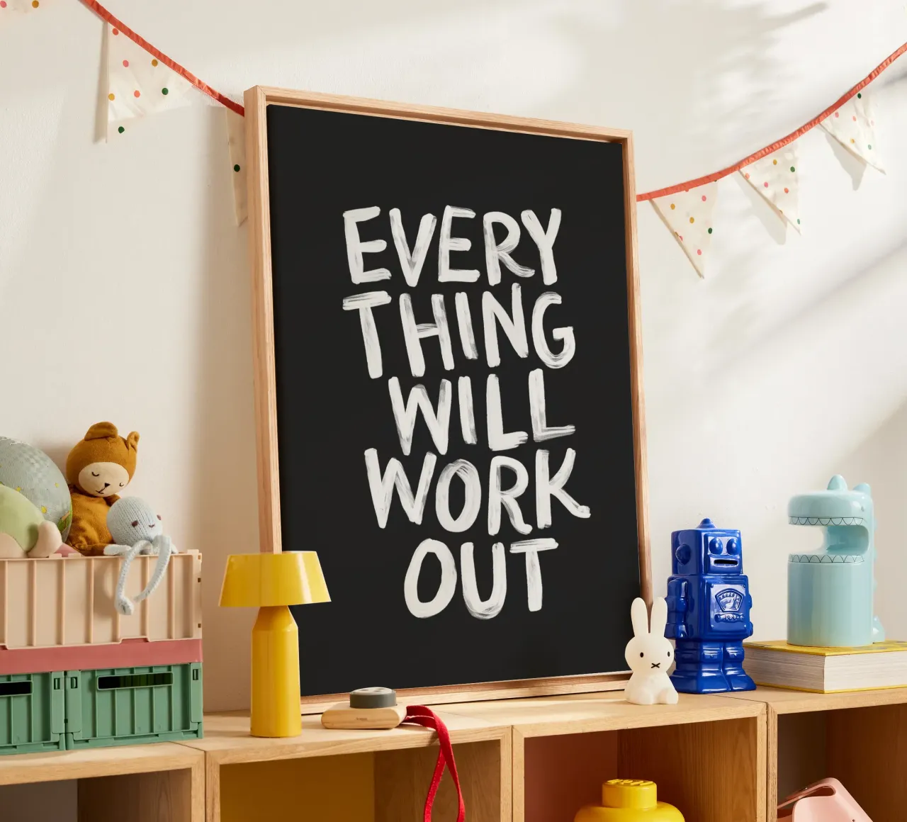 Tutto si risolverà in una positiva tipografia minimalista tela da THE MOTIVATED TYPE