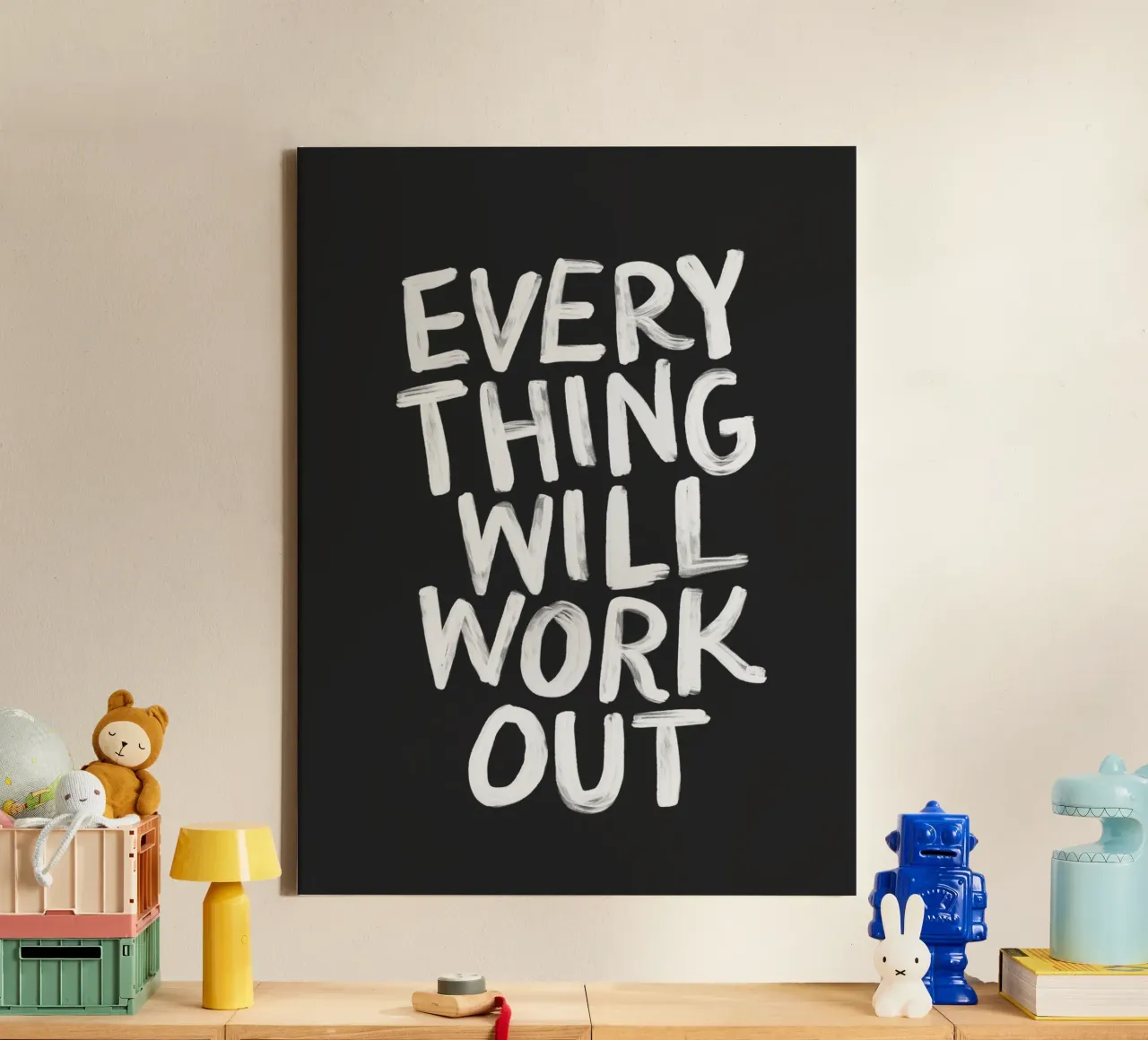 Tutto si risolverà in una positiva tipografia minimalista tela da THE MOTIVATED TYPE