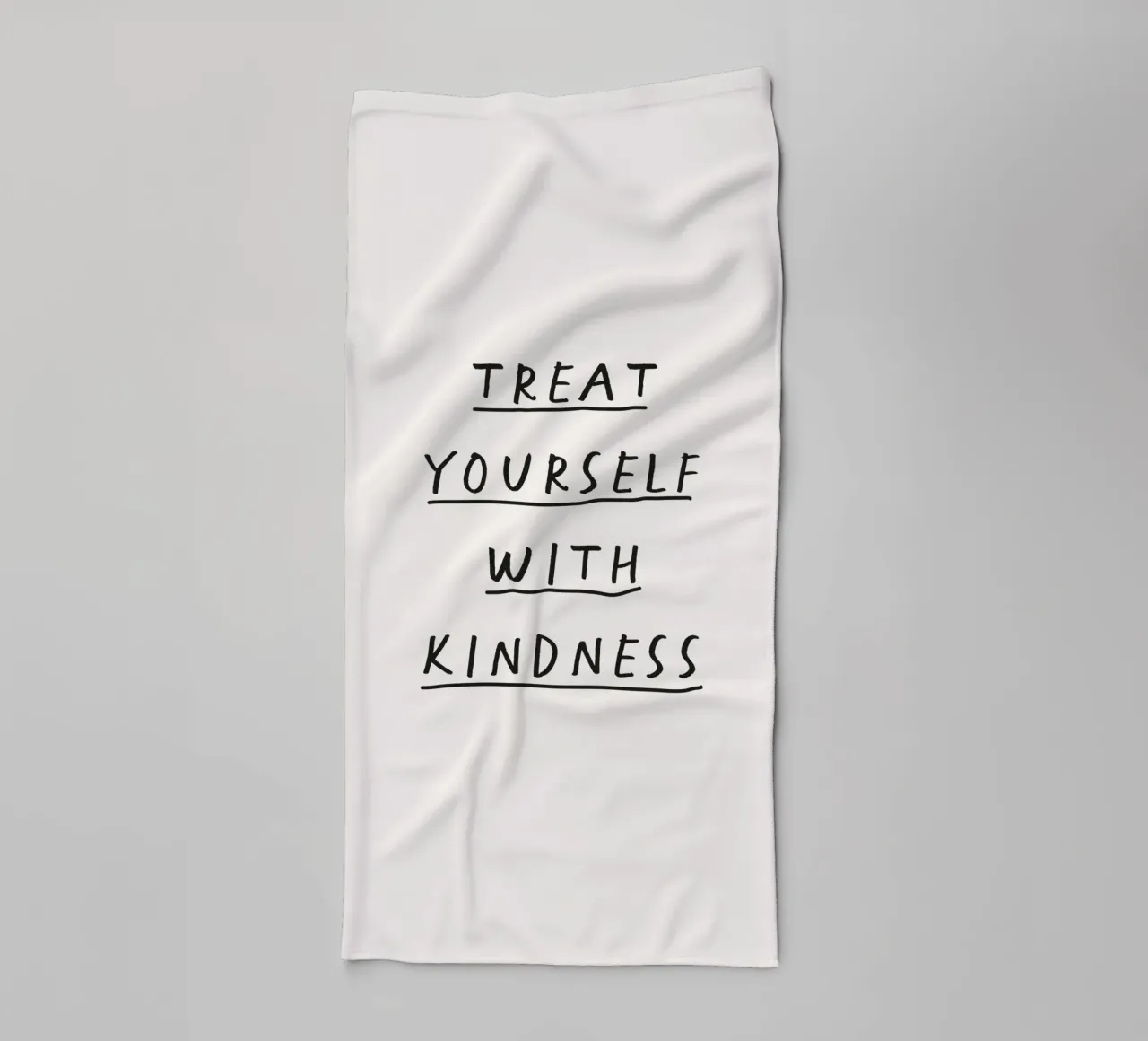Treat Yourself with Kindness Handwriting Positive Typography towel by THE MOTIVATED TYPE