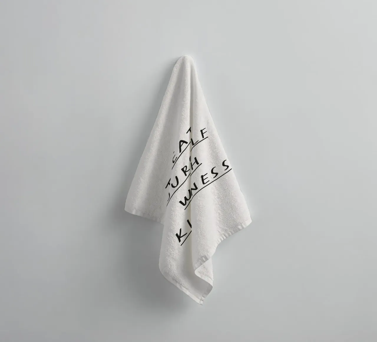 Treat Yourself with Kindness Handwriting Positive Typography towel by THE MOTIVATED TYPE