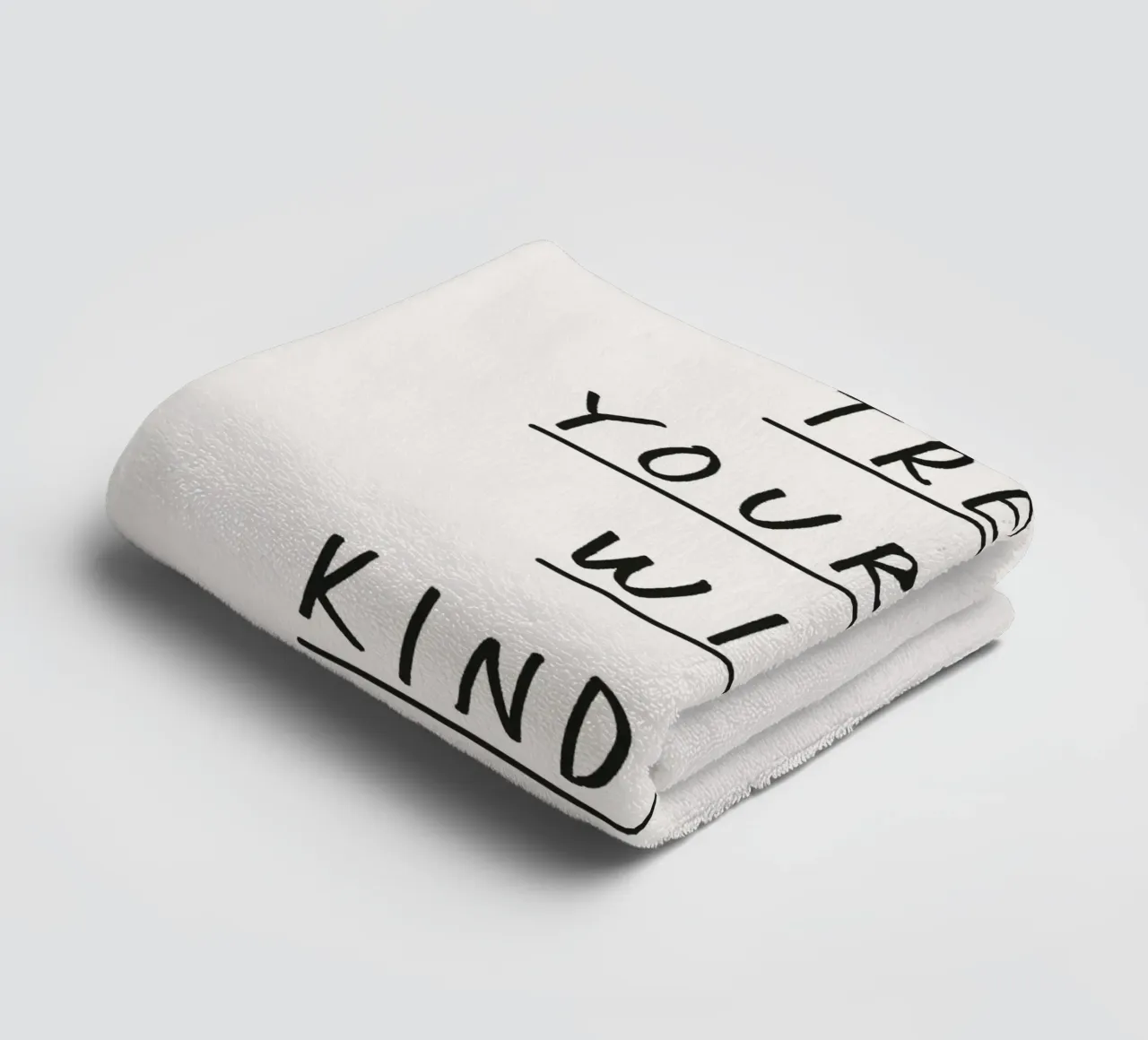 Treat Yourself with Kindness Handwriting Positive Typography towel by THE MOTIVATED TYPE