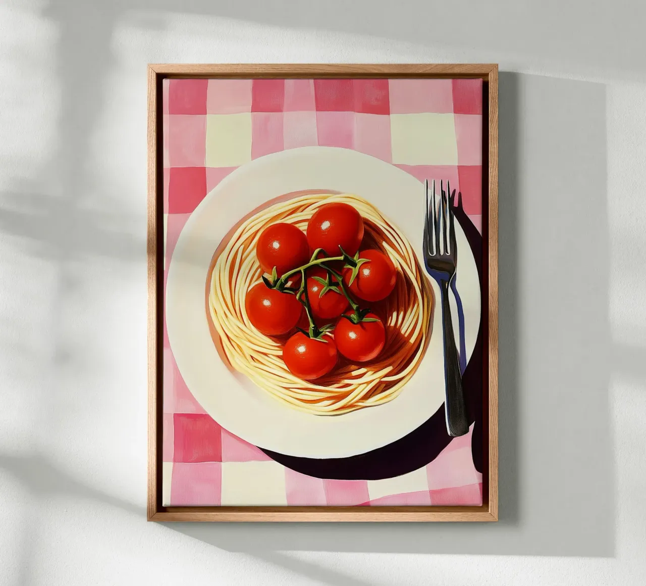 Spaghetti en tomaten canvas met Baklijst van Spice & Style
