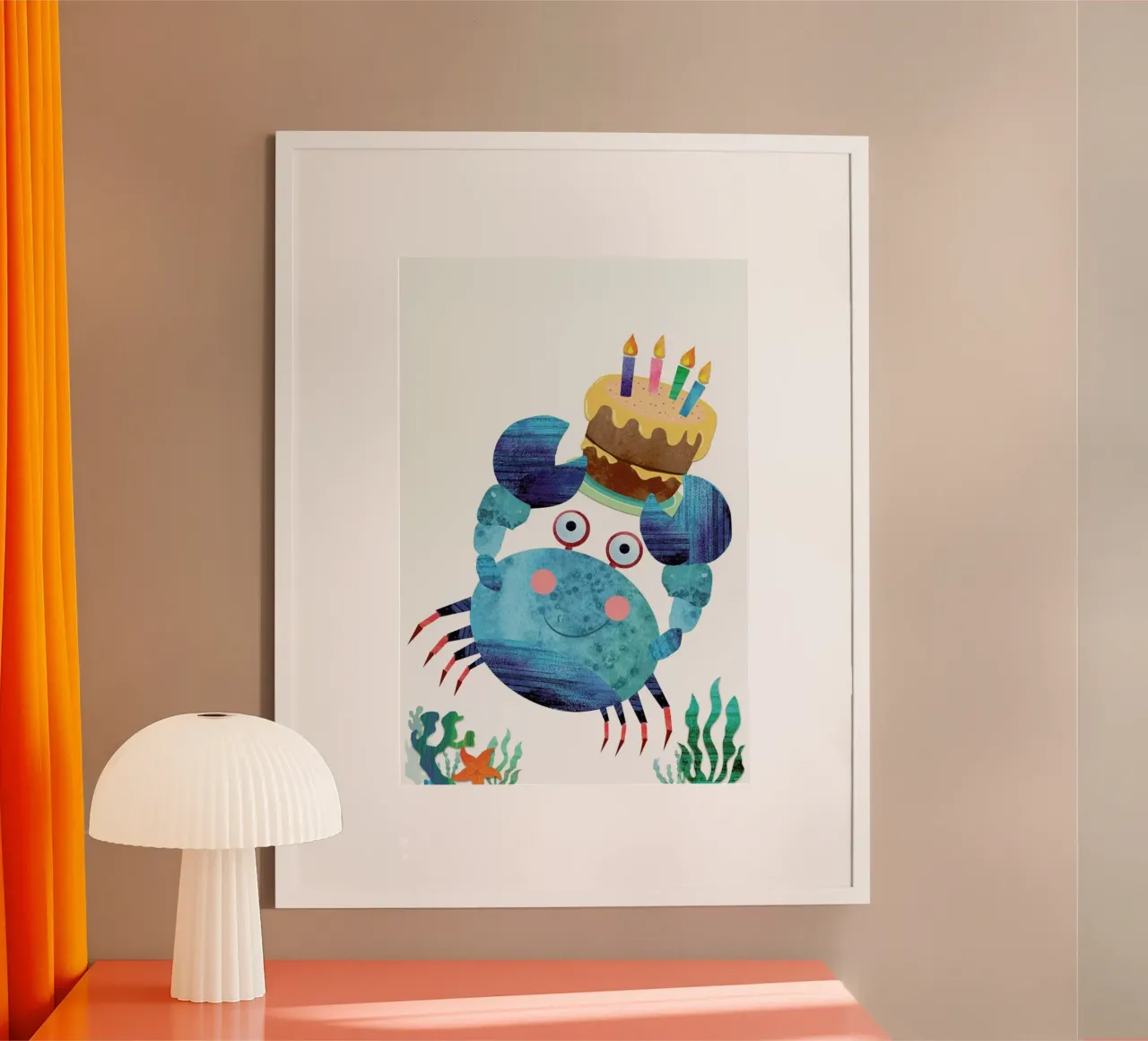Crab poster con telaio in legno da Rocket68