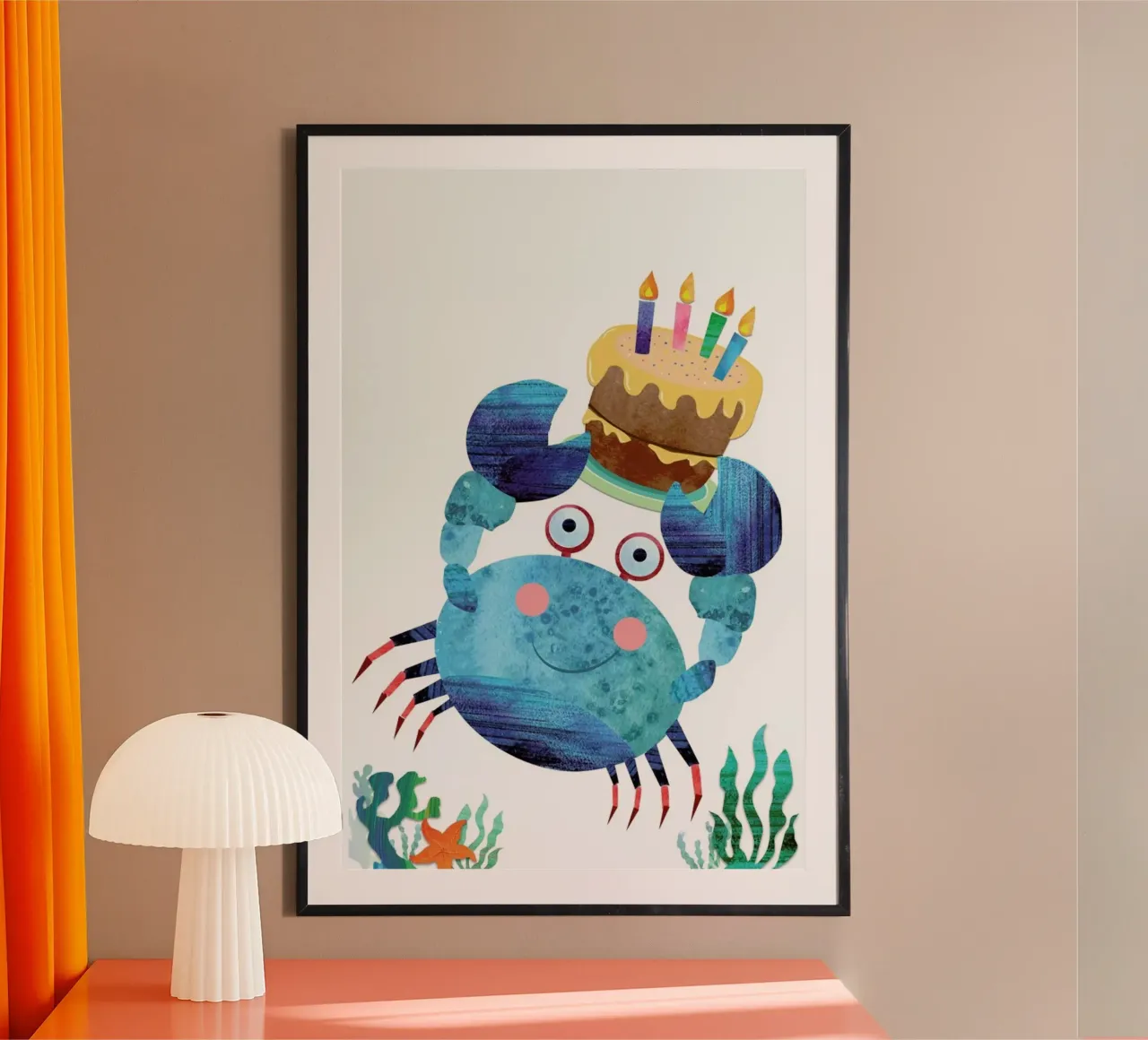 Crab poster con telaio in legno da Rocket68