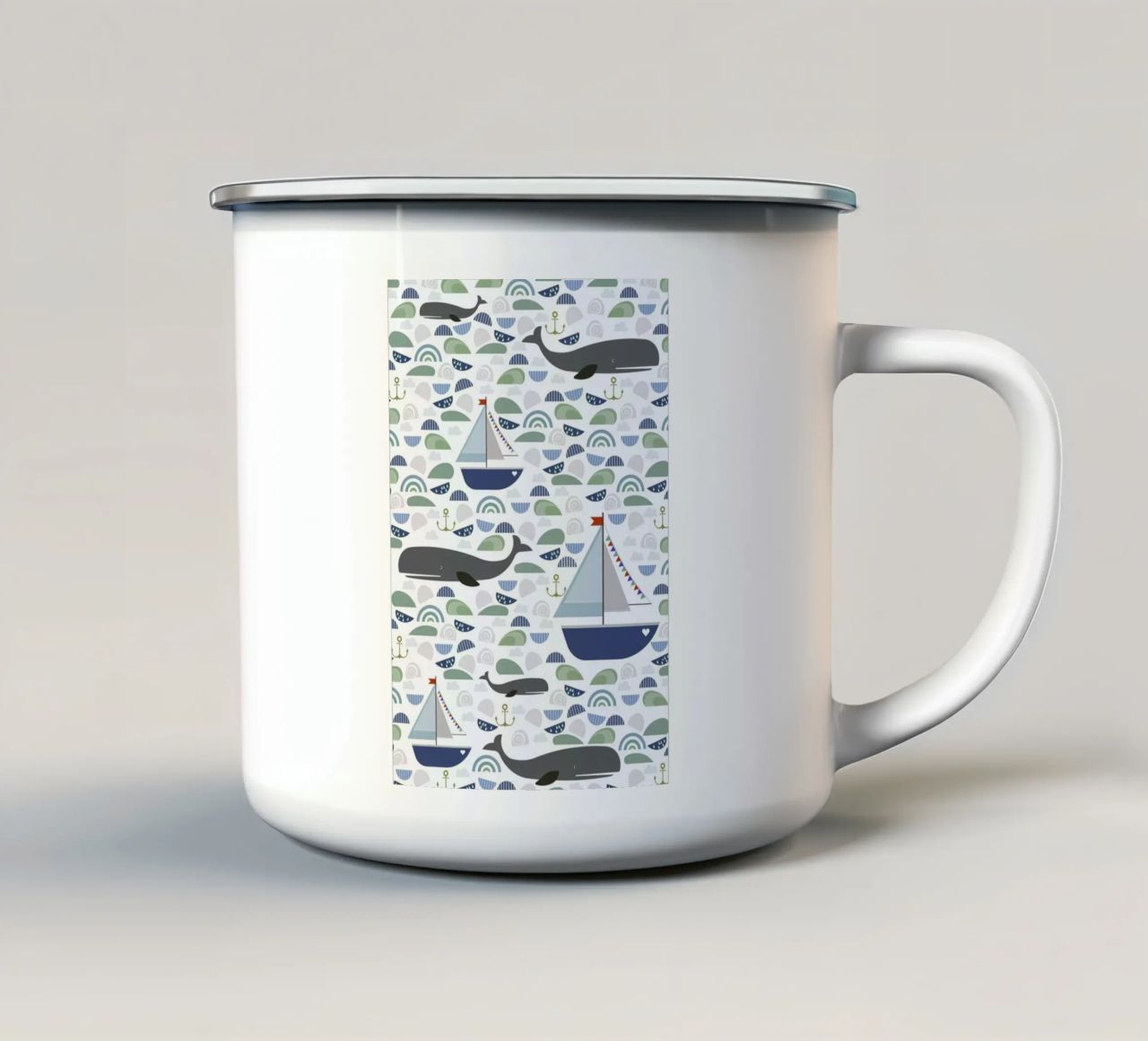 Whale tazza in smalto da Sabrina Ziegenhorn
