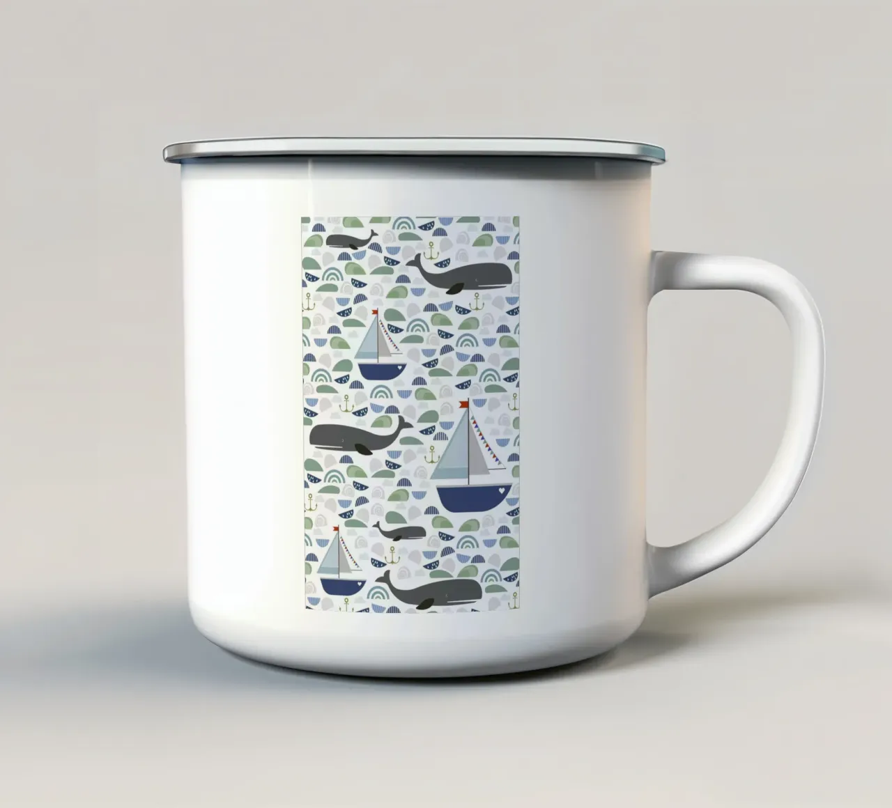 Whale taza de esmalte de Sabrina Ziegenhorn