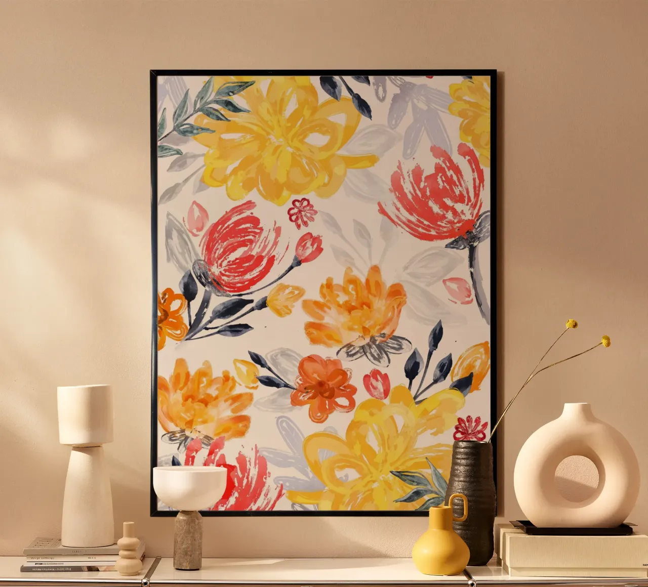 Sfere floreali vibranti poster con telaio in plastica da ComfyCouture