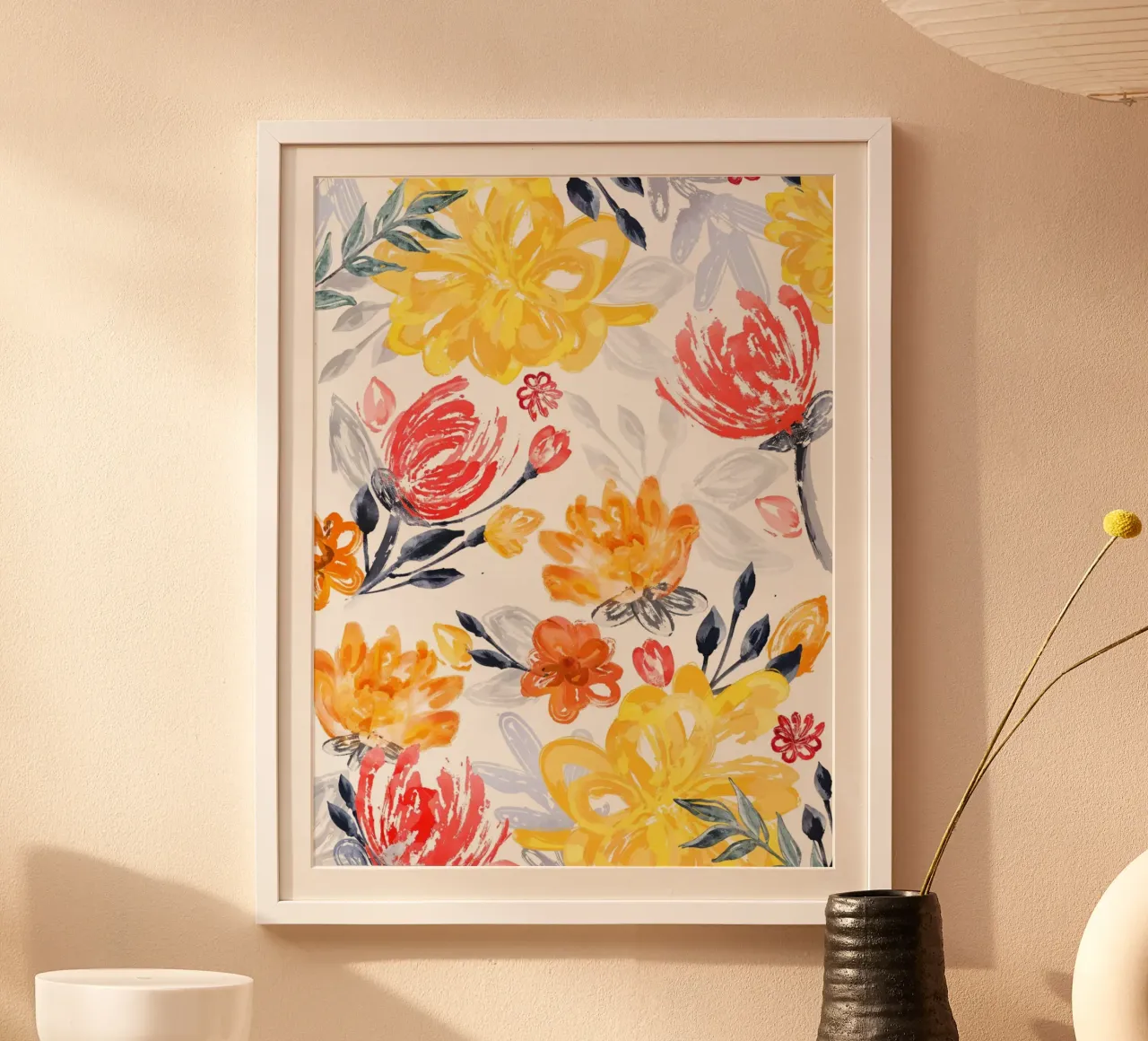 Sfere floreali vibranti poster con telaio in plastica da ComfyCouture