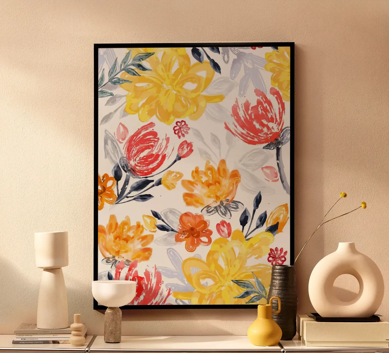 Sfere floreali vibranti poster con telaio in plastica da ComfyCouture
