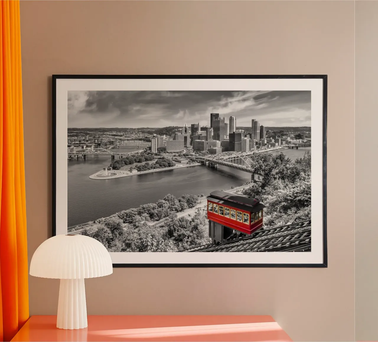 Imposante Pittsburgh Skyline con Duquesne Incline | colorkey poster da Melanie Viola