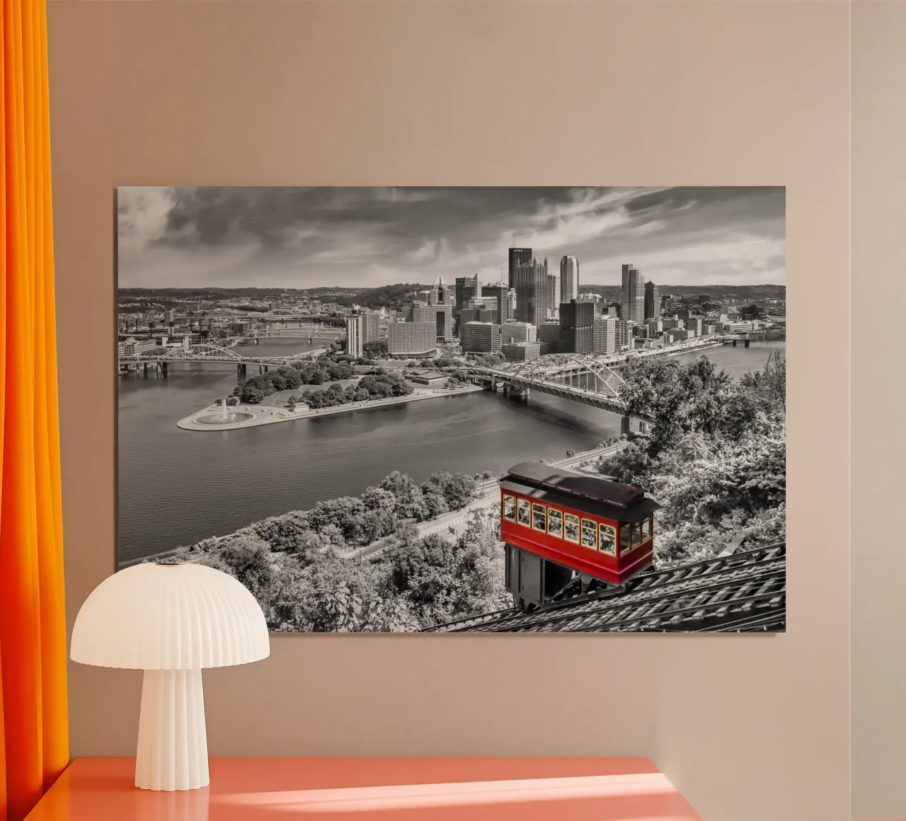Imposante Pittsburgh Skyline con Duquesne Incline | colorkey poster da Melanie Viola
