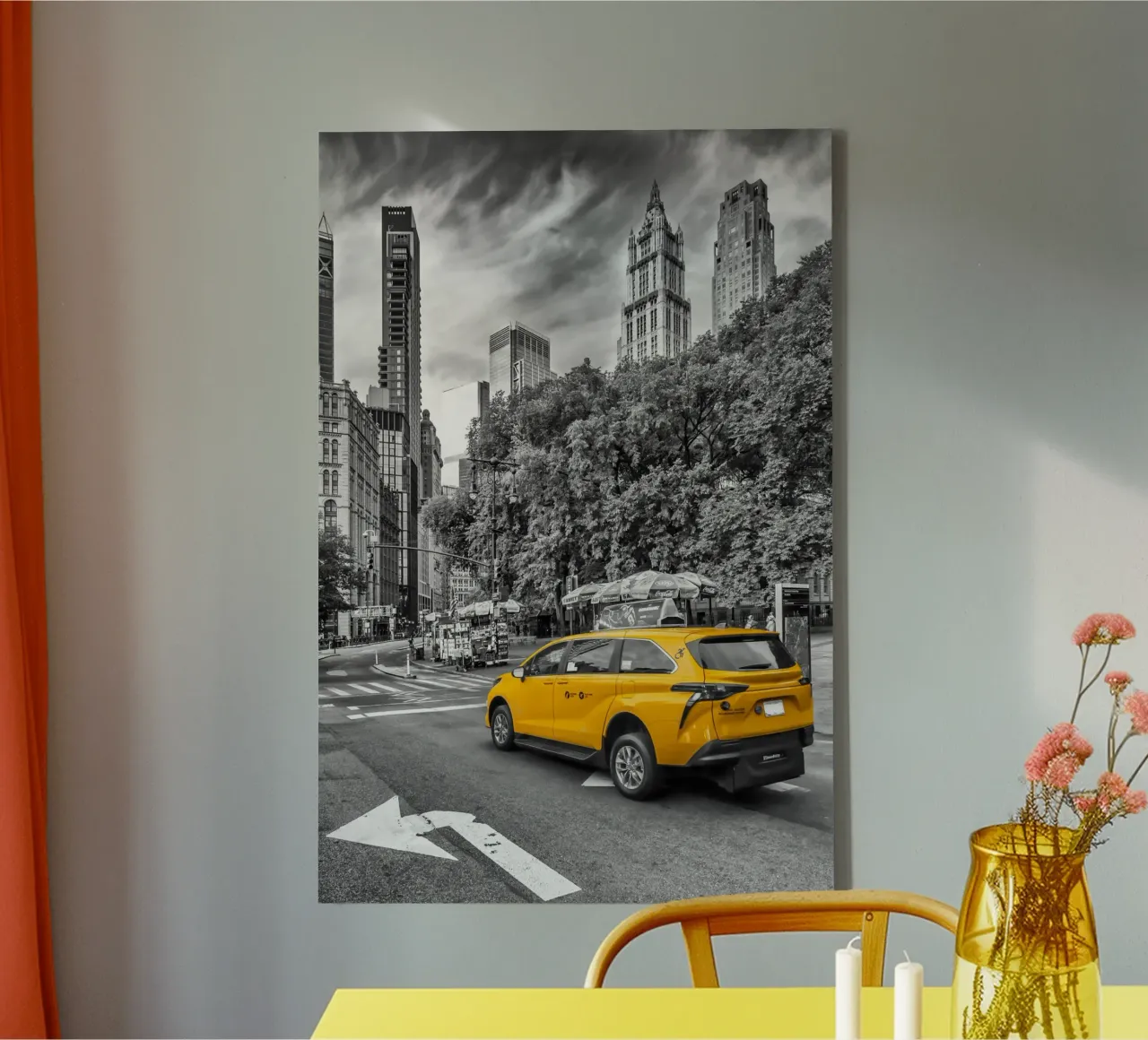 Scena di strada di New York con il Woolworth Building | colourkey tela da Melanie Viola