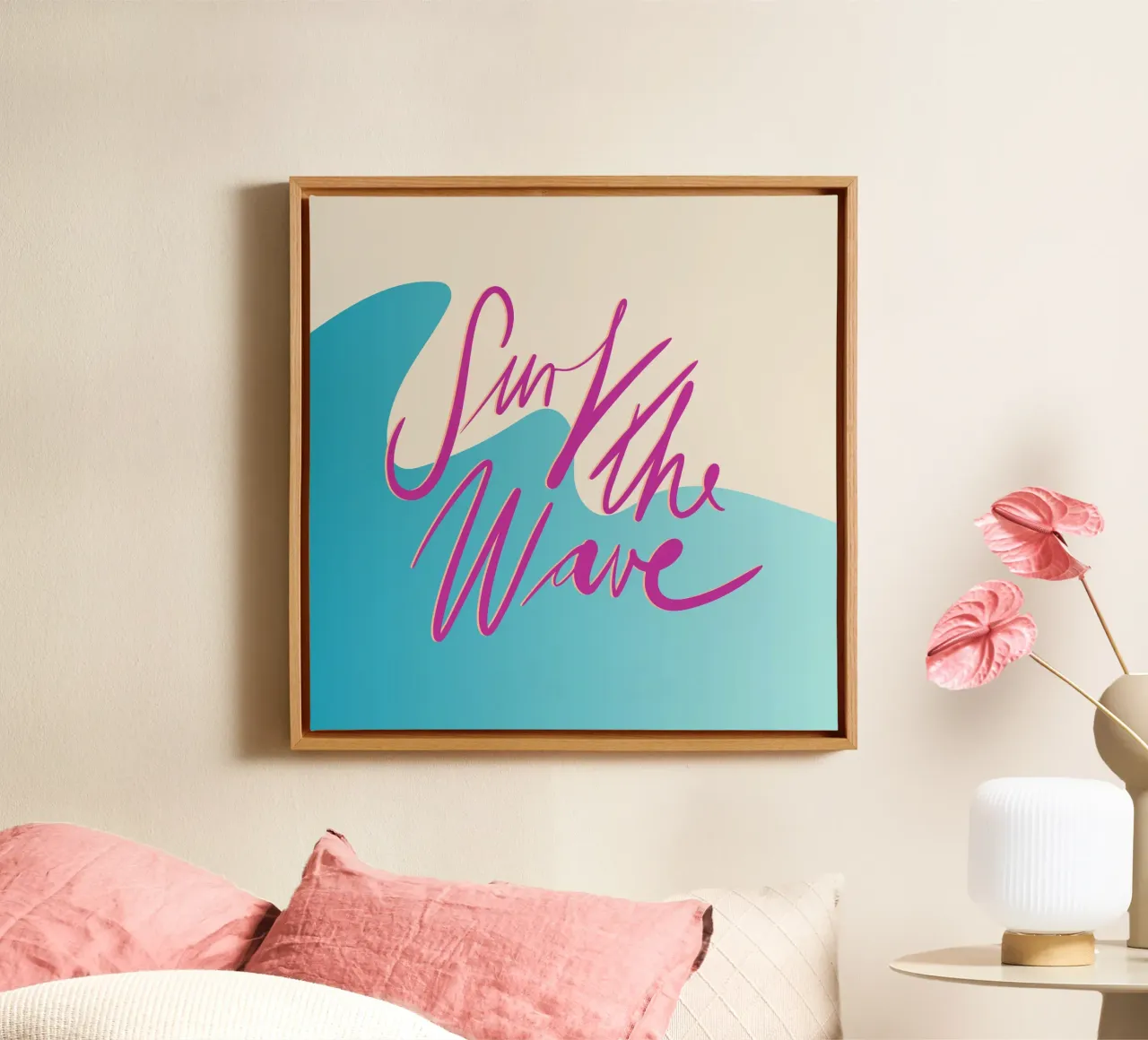 Surf the Wave canvas met Baklijst van All Colours