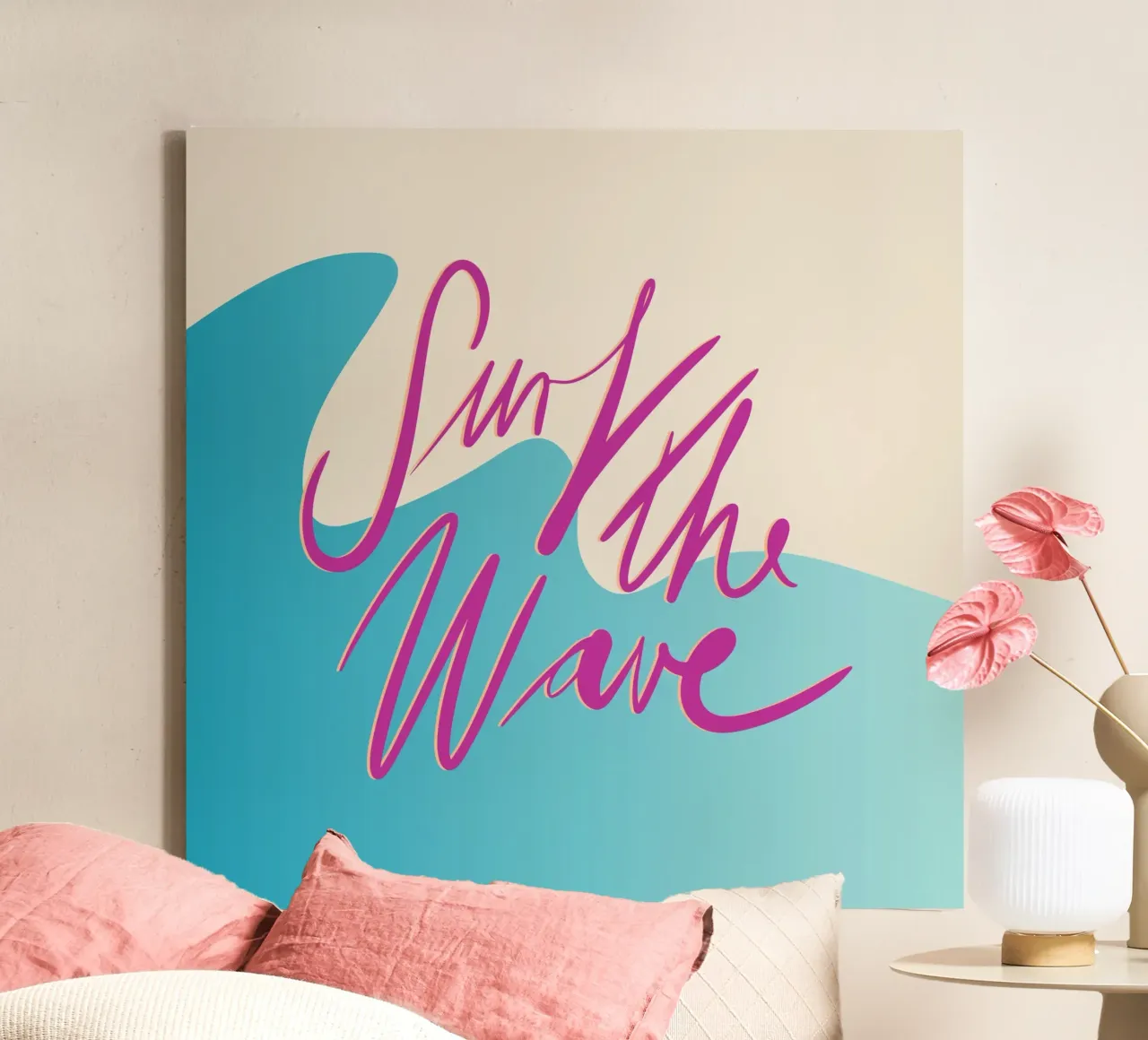 Surf the Wave canvas met Baklijst van All Colours
