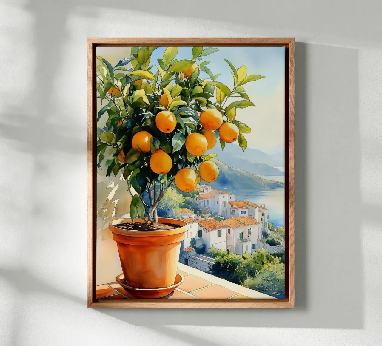 Arancio mediterraneo tela con Cornice a cassetta da Spice & Style