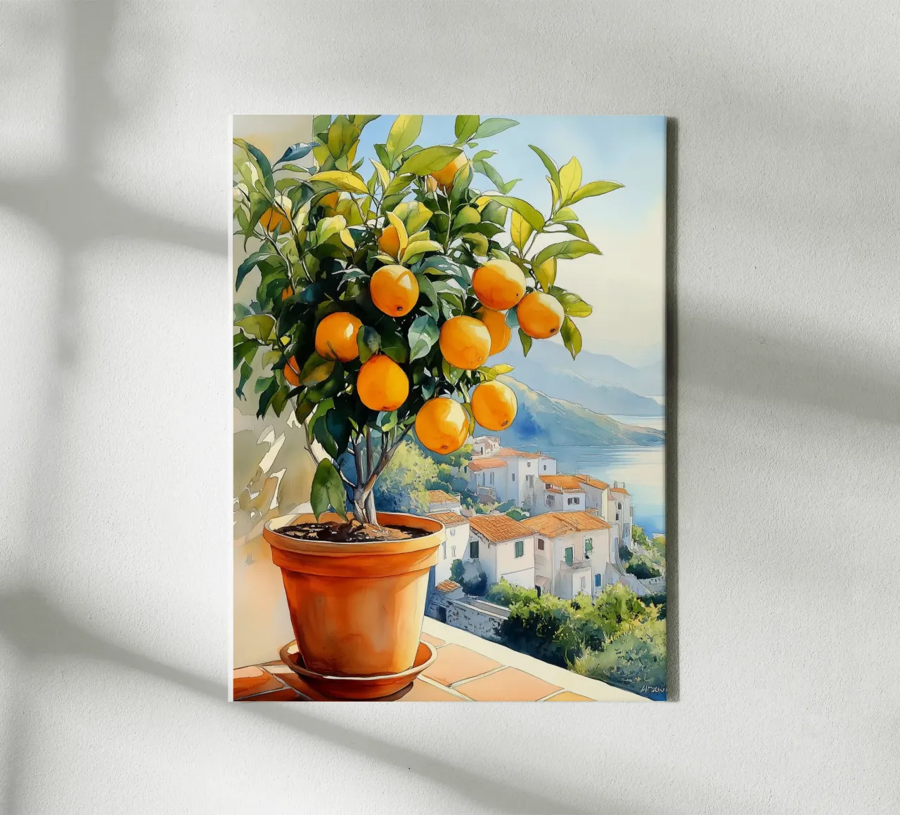 Arancio mediterraneo tela con Cornice a cassetta da Spice & Style