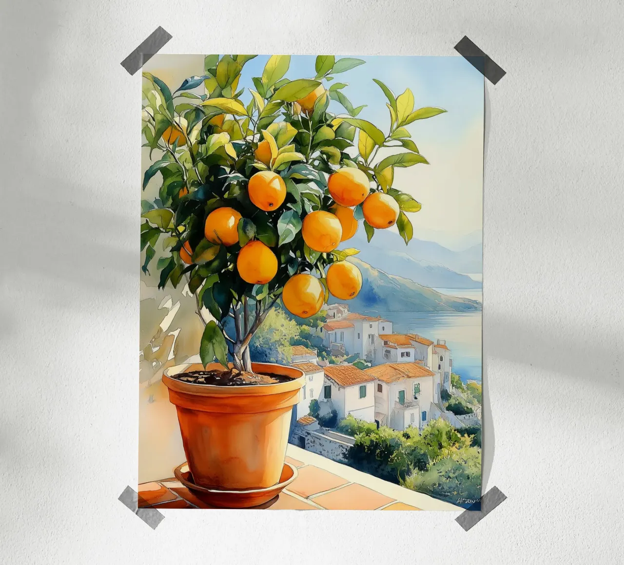 Mediterraner Orangenbaum Poster von Spice & Style