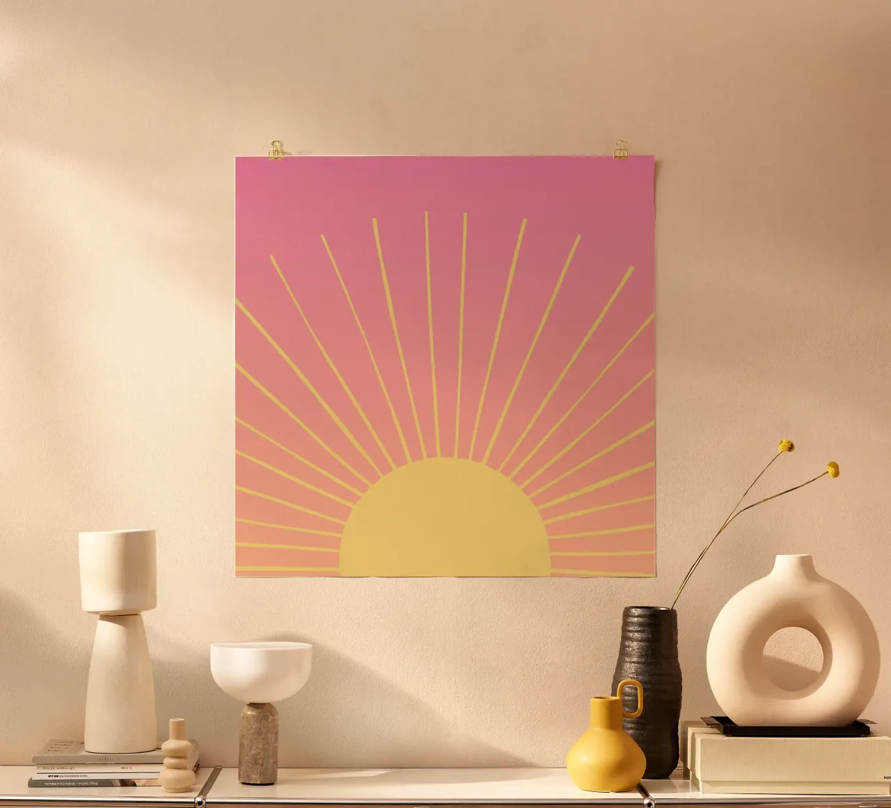 Sonne Poster mit Aluminium Rahmen von All Colours