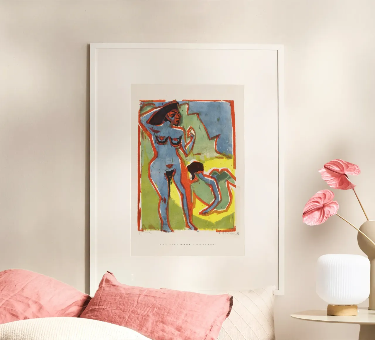 Ernst Ludwig Kirchner - Badende Frauen Poster mit Kunststoffrahmen von Old Masters
