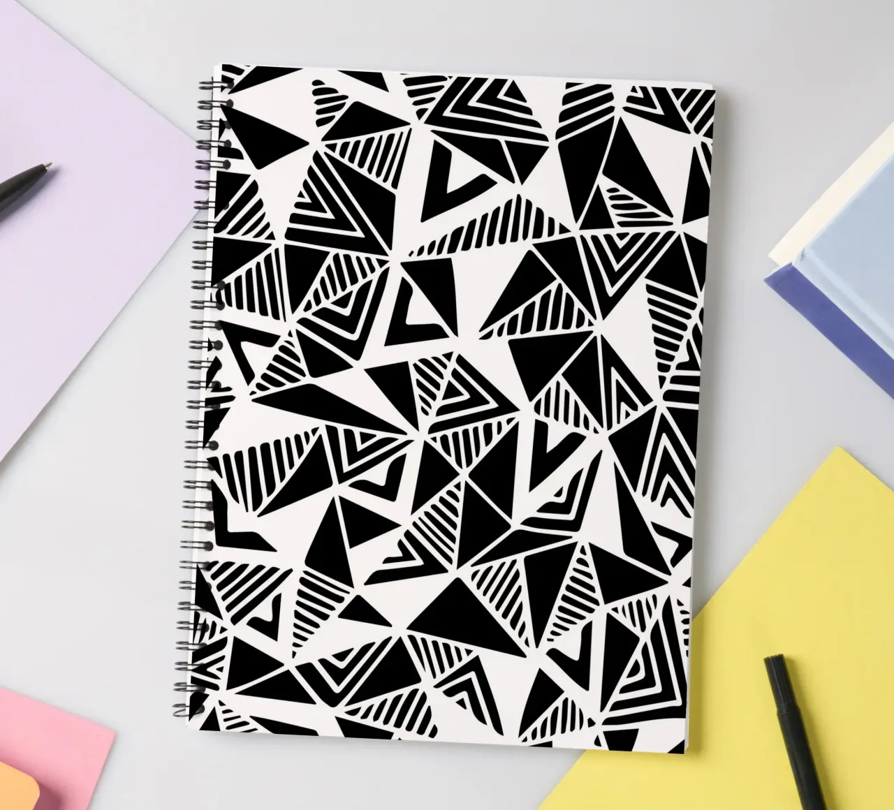 Jazzy Triangles Pattern spiral notebook by Kim Hubball Studio