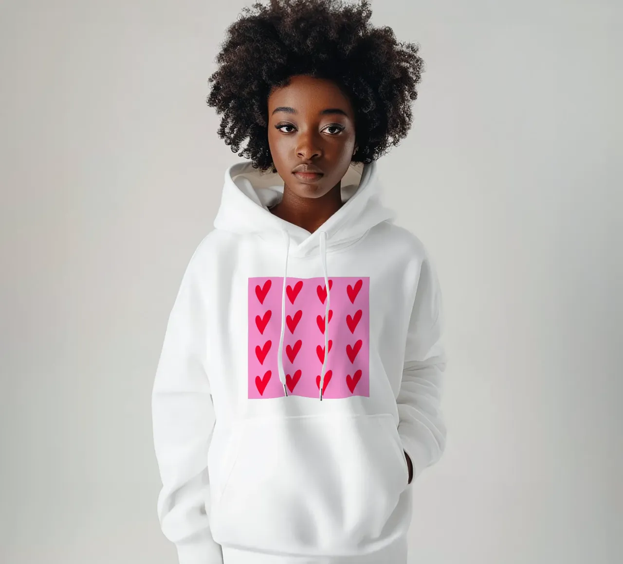 Cute red hearts hoodie by Wackapacka