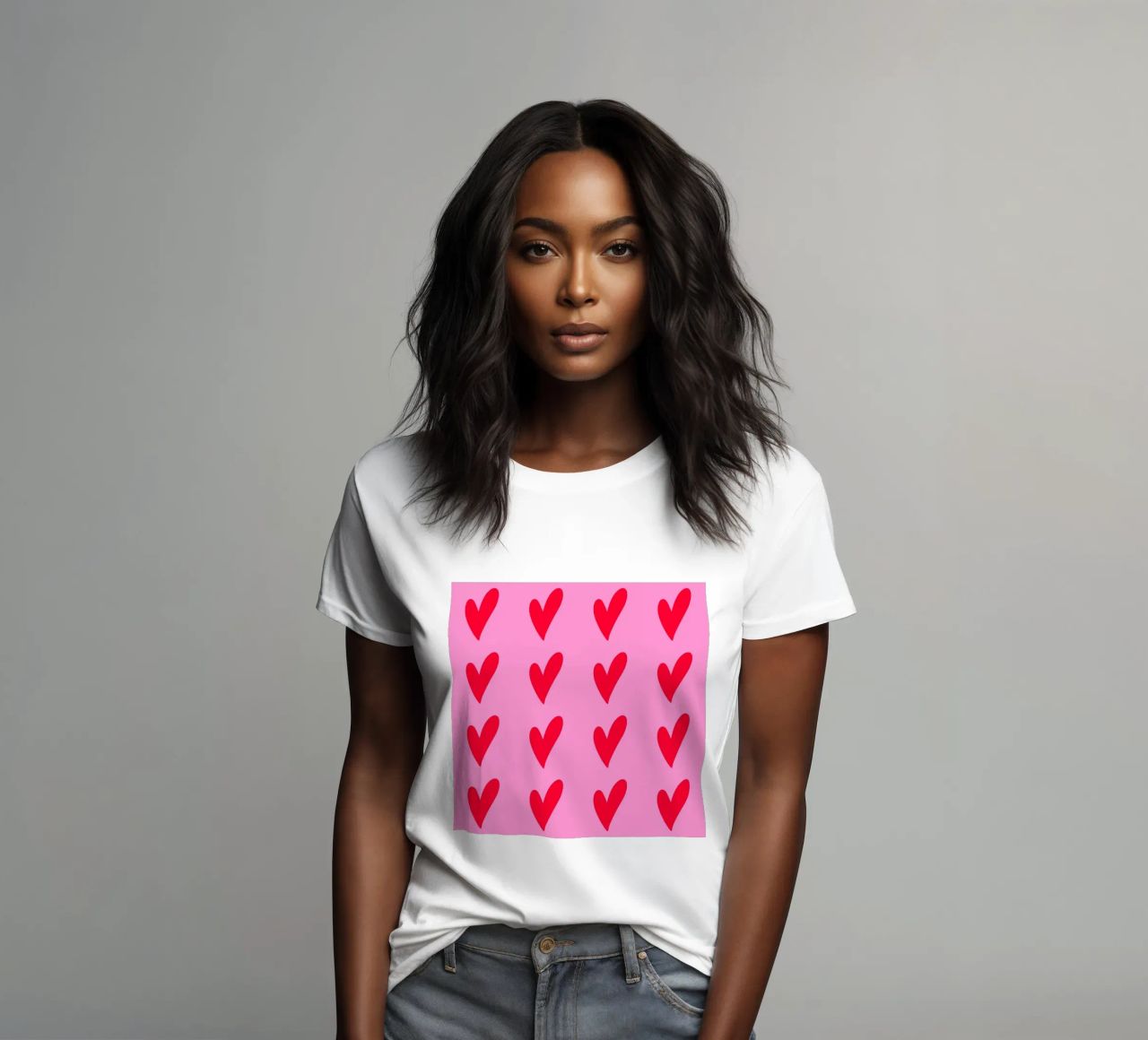 Schattige rode harten dames t-shirt getailleerd van Wackapacka