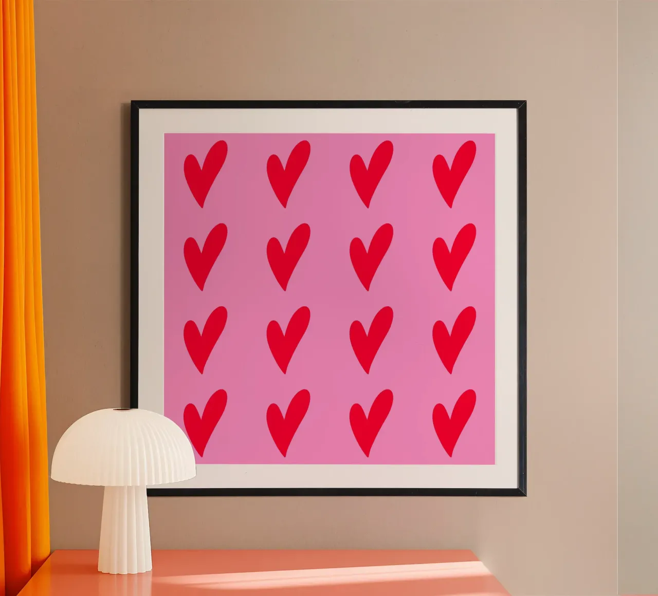Carini i cuori rossi poster con telaio in alluminio da Wackapacka