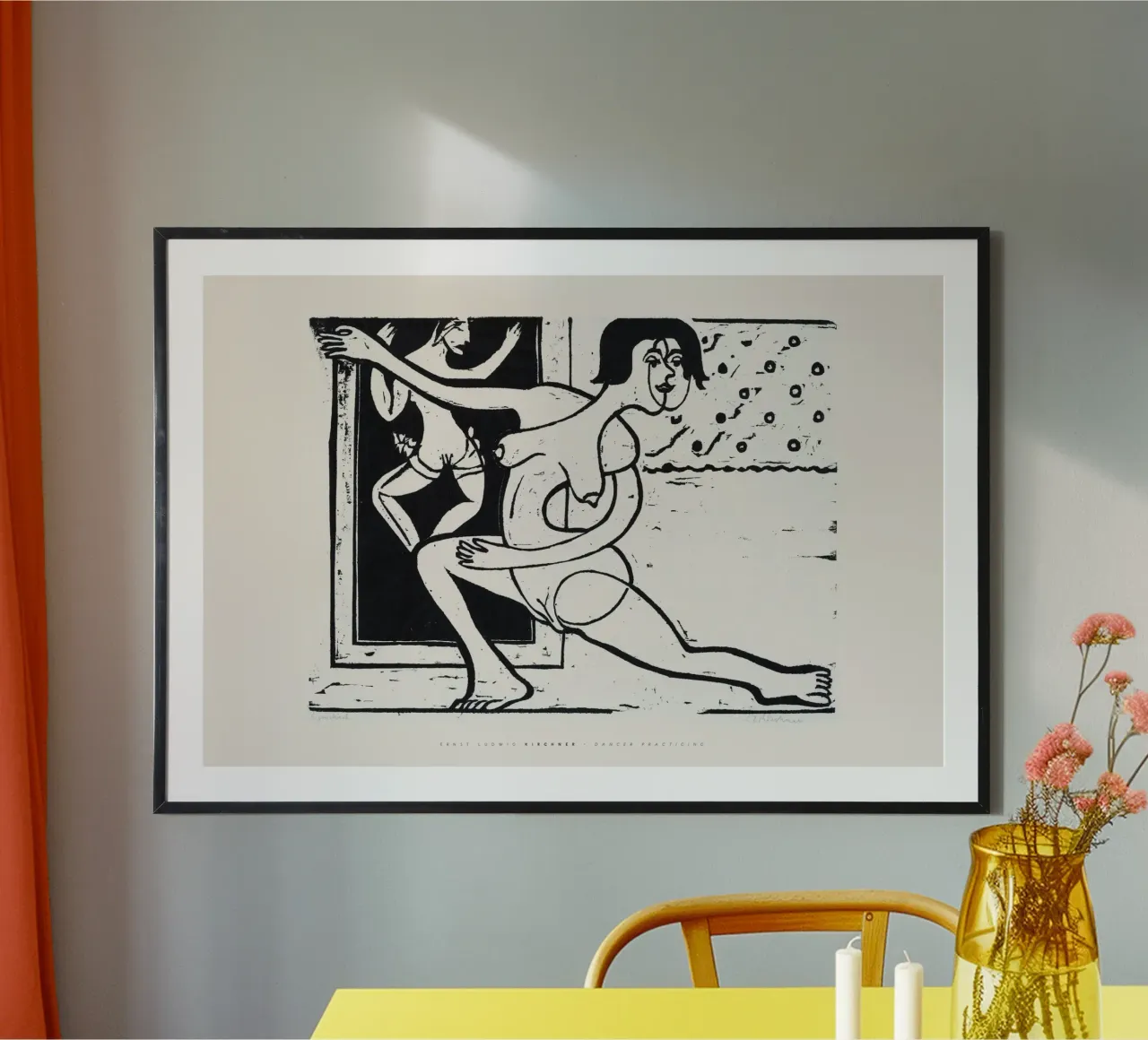 Ernst Ludwig Kirchner - Bailarina practicando poster con marco de madera de Old Masters