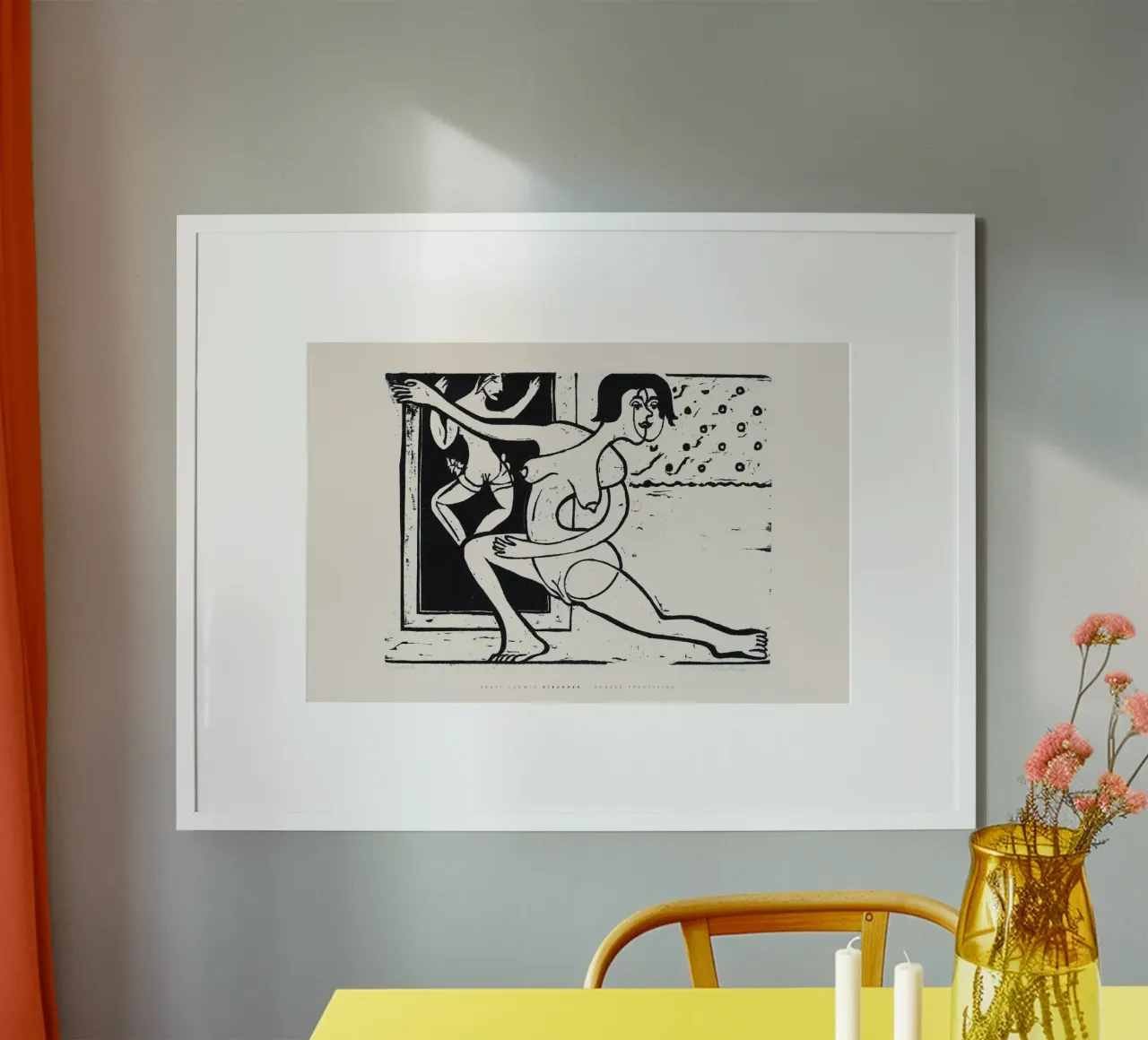 Ernst Ludwig Kirchner - Bailarina practicando poster con marco de madera de Old Masters
