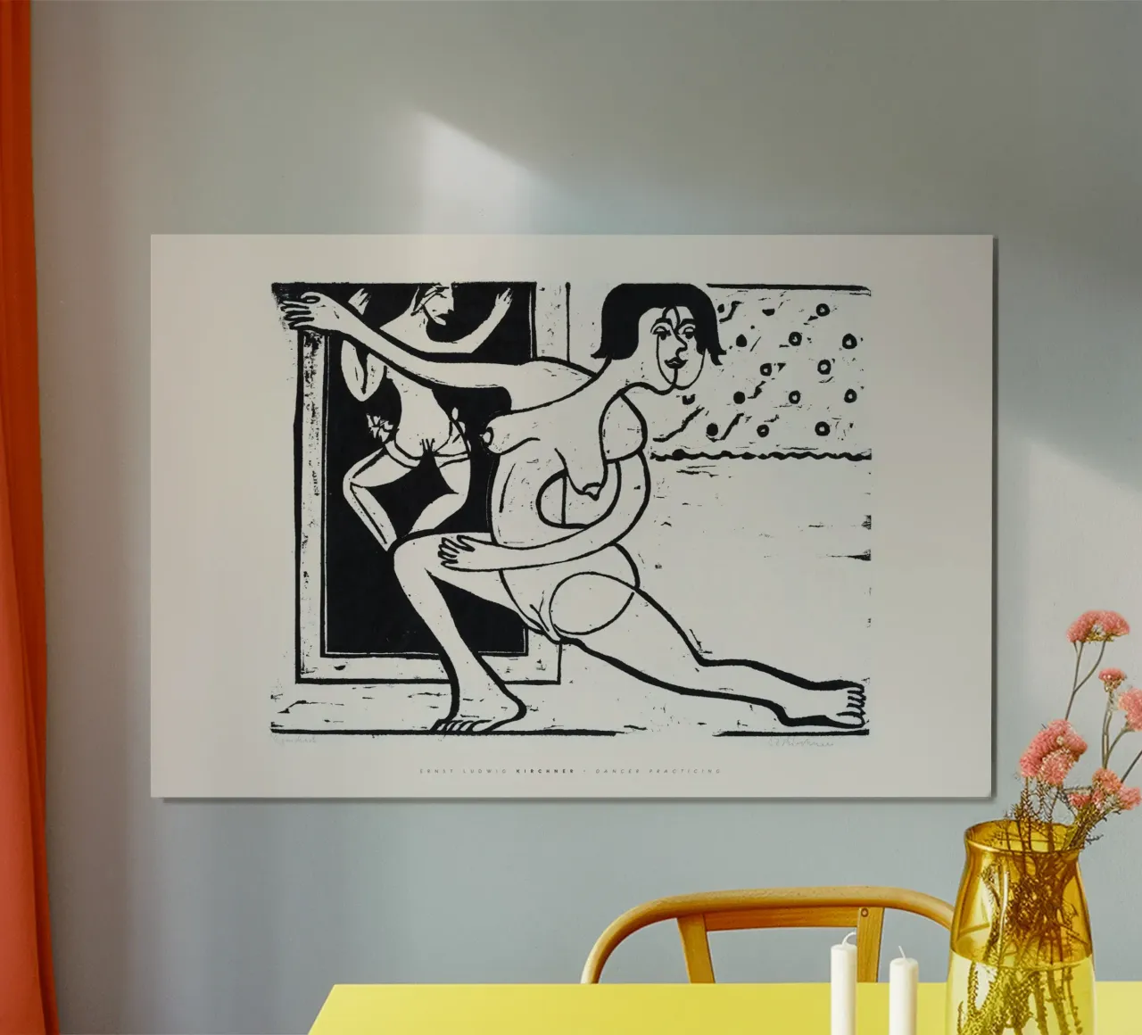 Ernst Ludwig Kirchner - Bailarina practicando poster con marco de madera de Old Masters