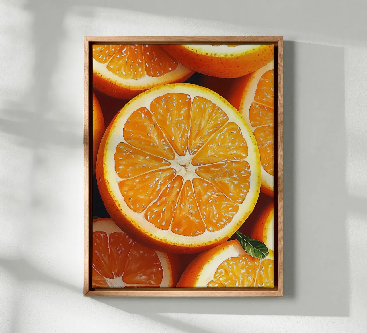 Fresh oranges canvas with Floater frame by Spice & Style