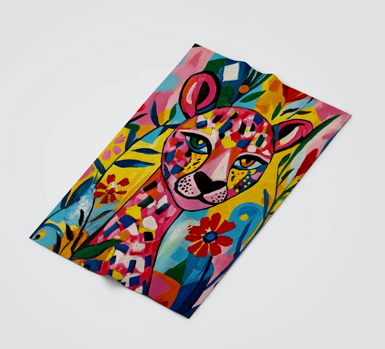 Tigre cubiste dans un jardin de fleurs coloré plaid polaire de Modern Muse